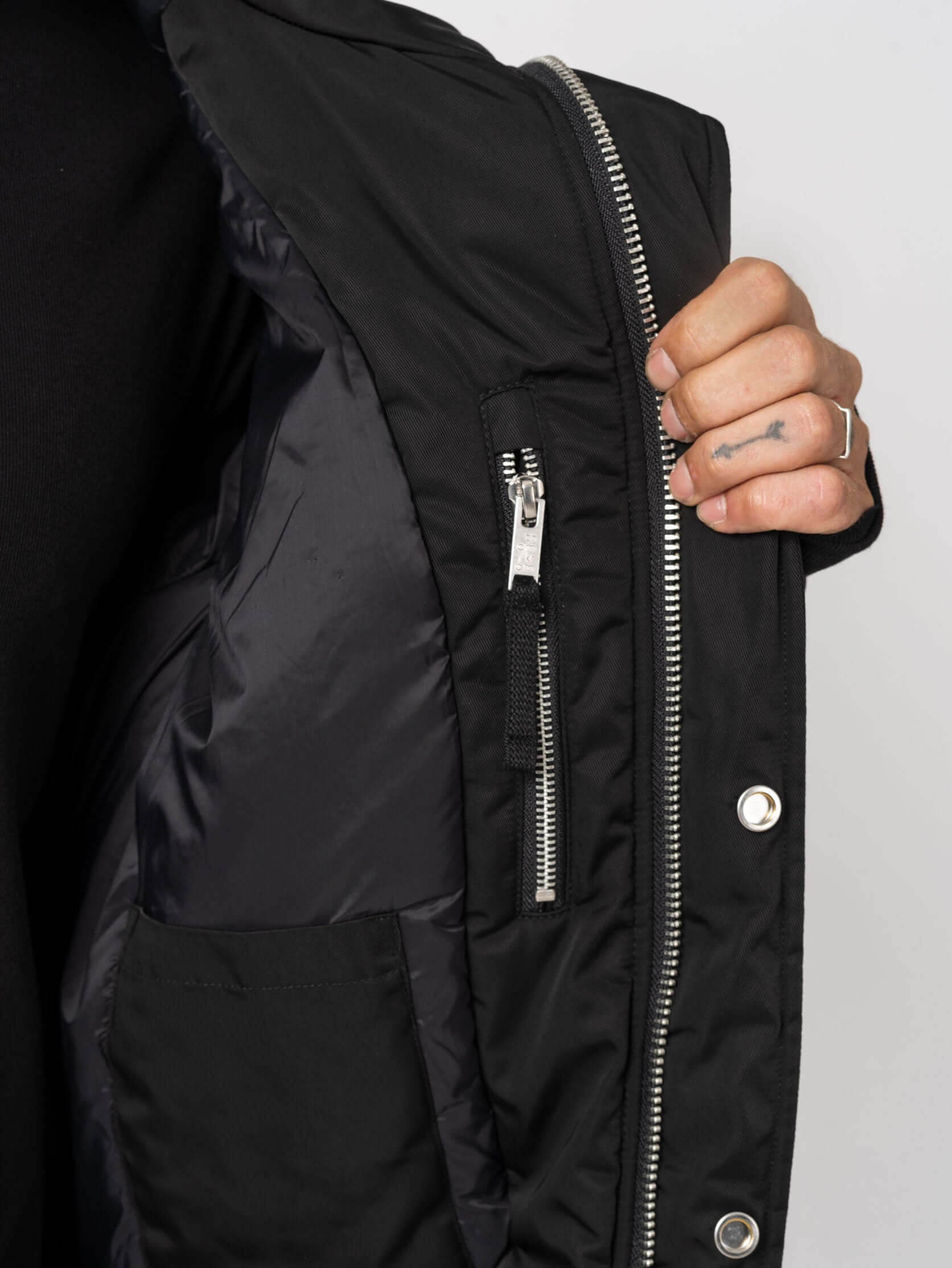 Hooded nylon bomber jacket