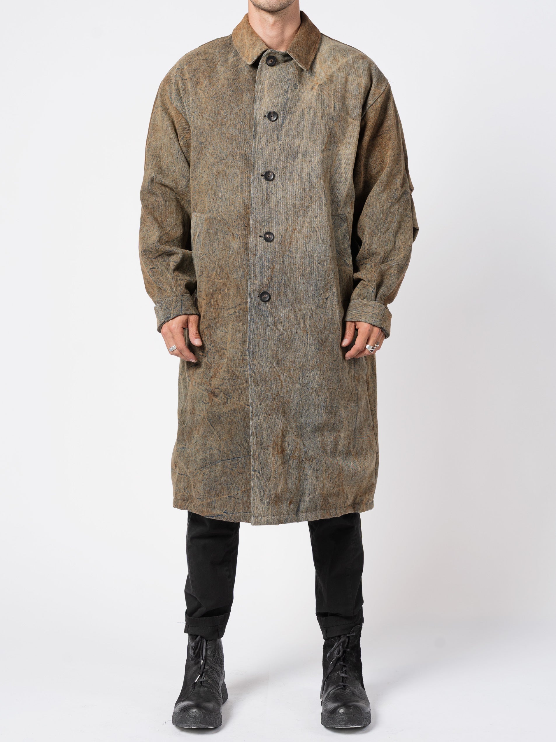 Textured Cotton Long Coat