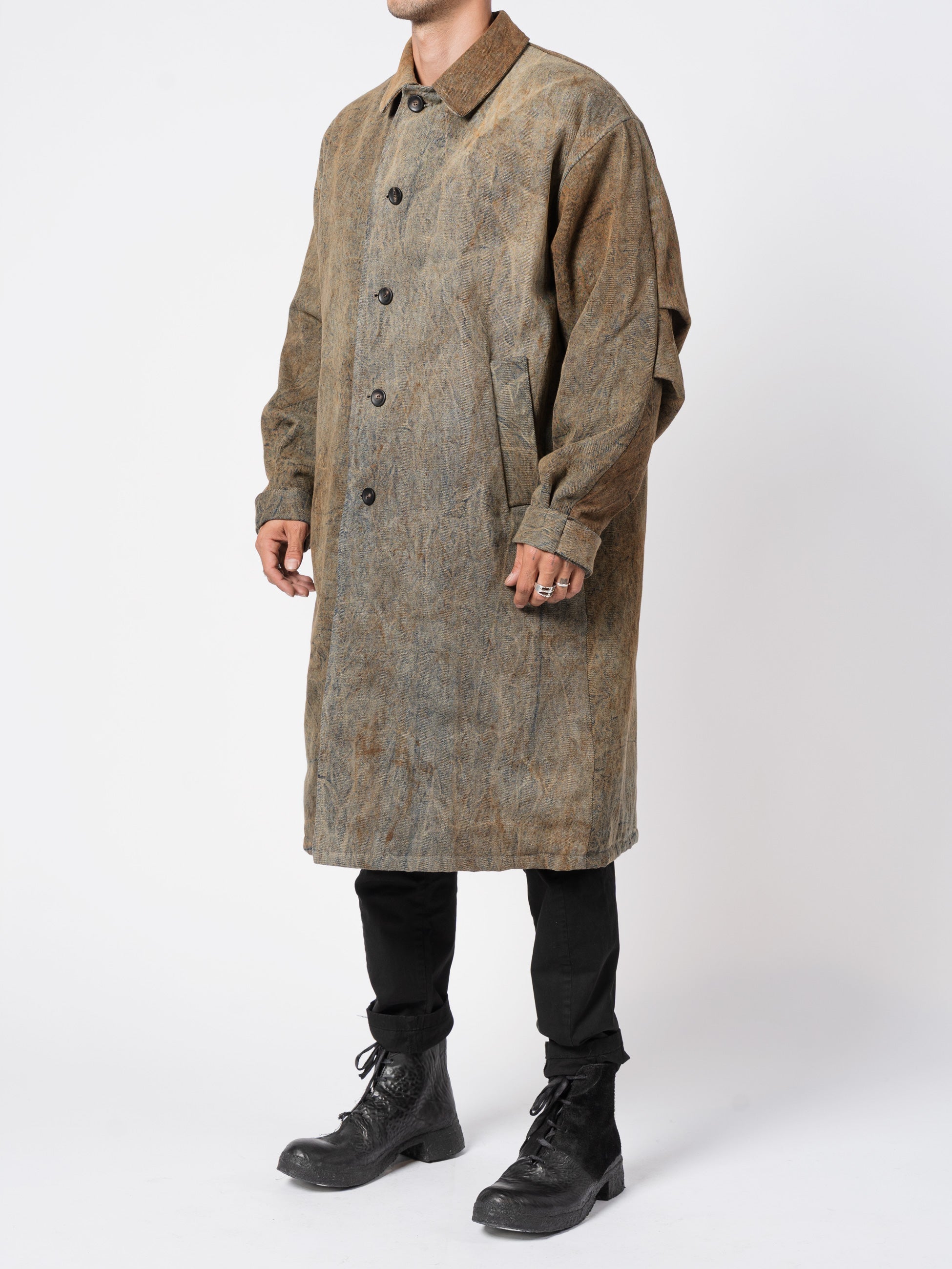 Textured Cotton Long Coat
