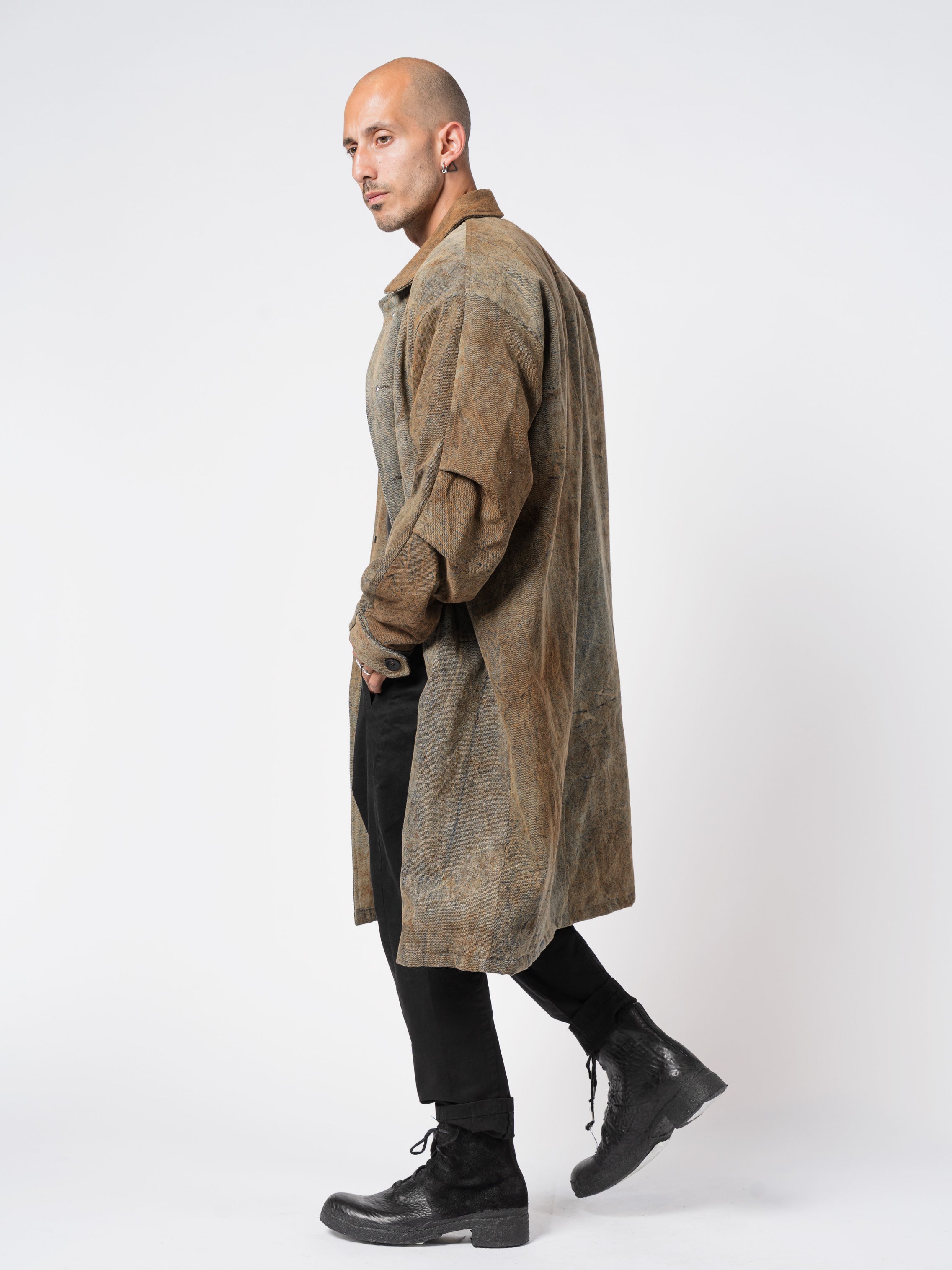 Textured Cotton Long Coat