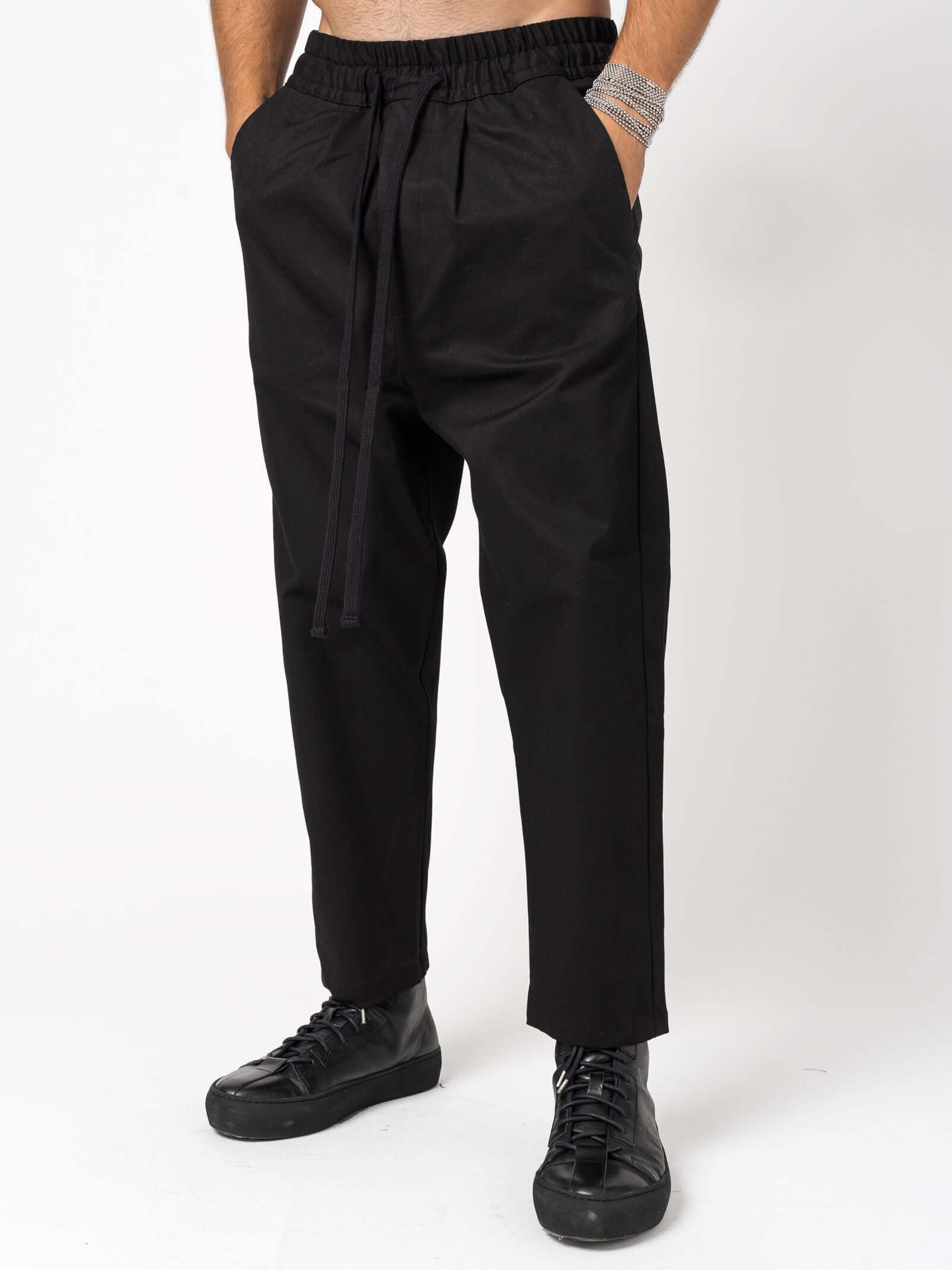 Woven cropped leg trousers