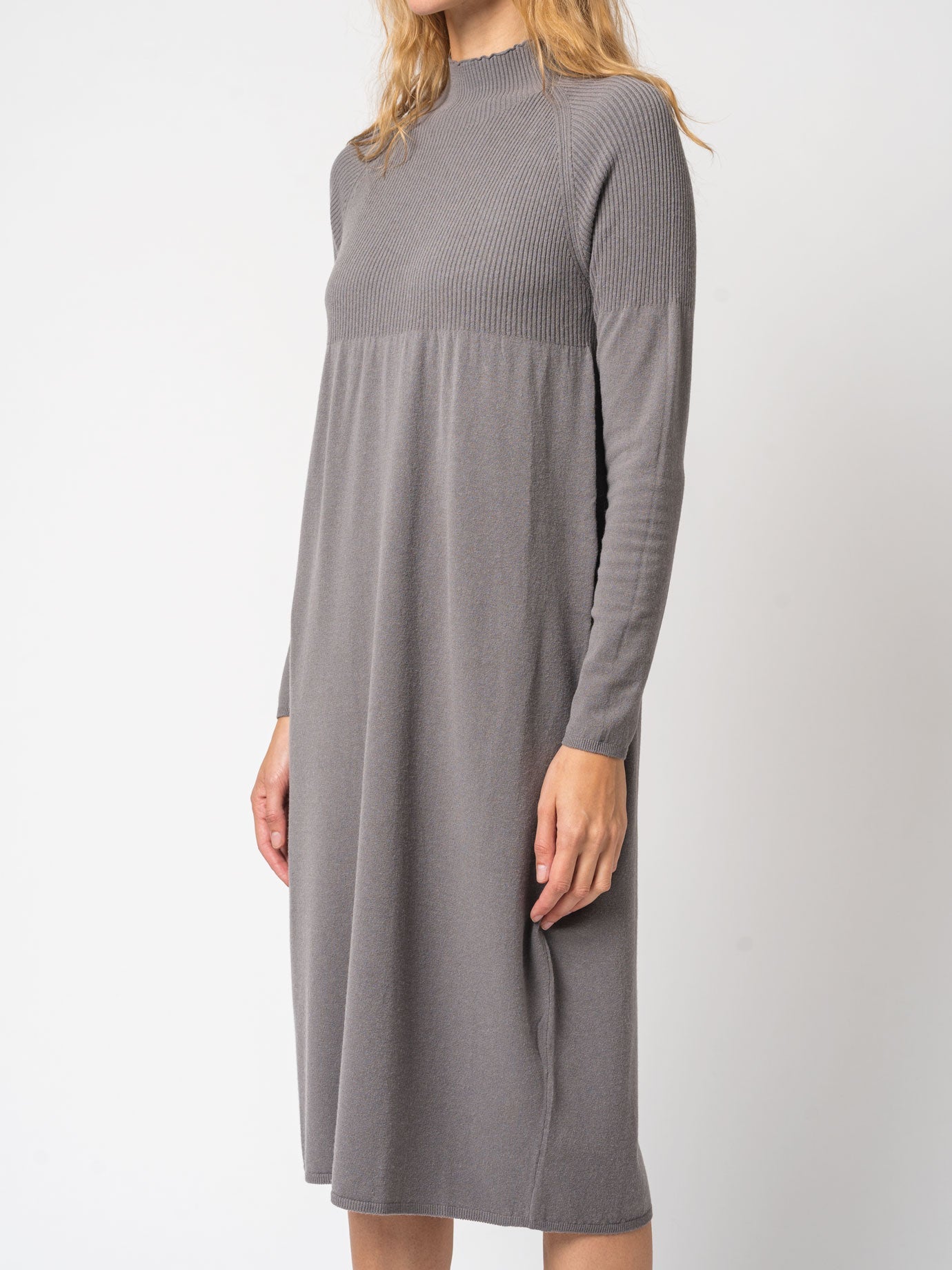 Turtleneck Dress in Viscose and Wool