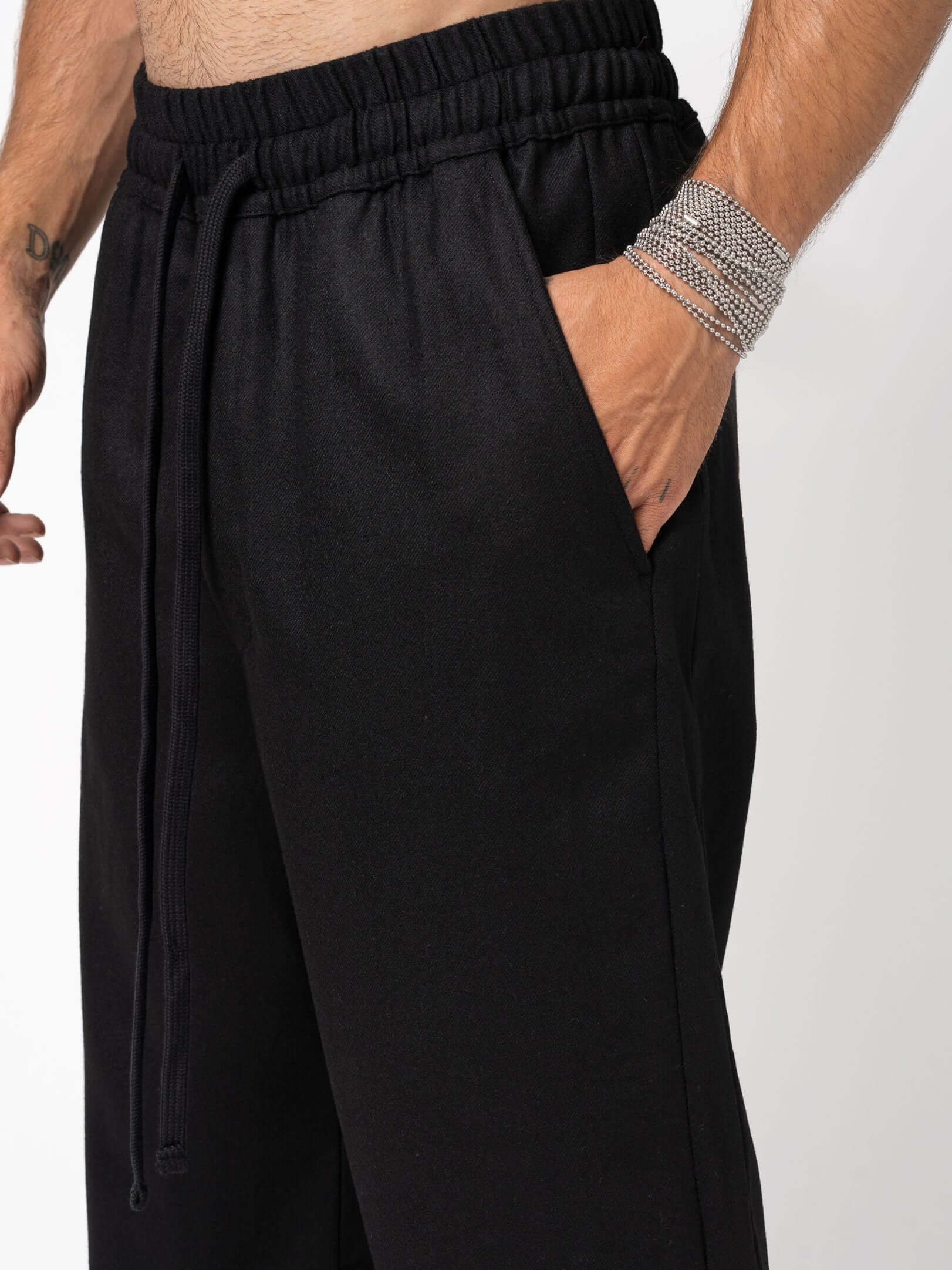 Wide leg wool trousers