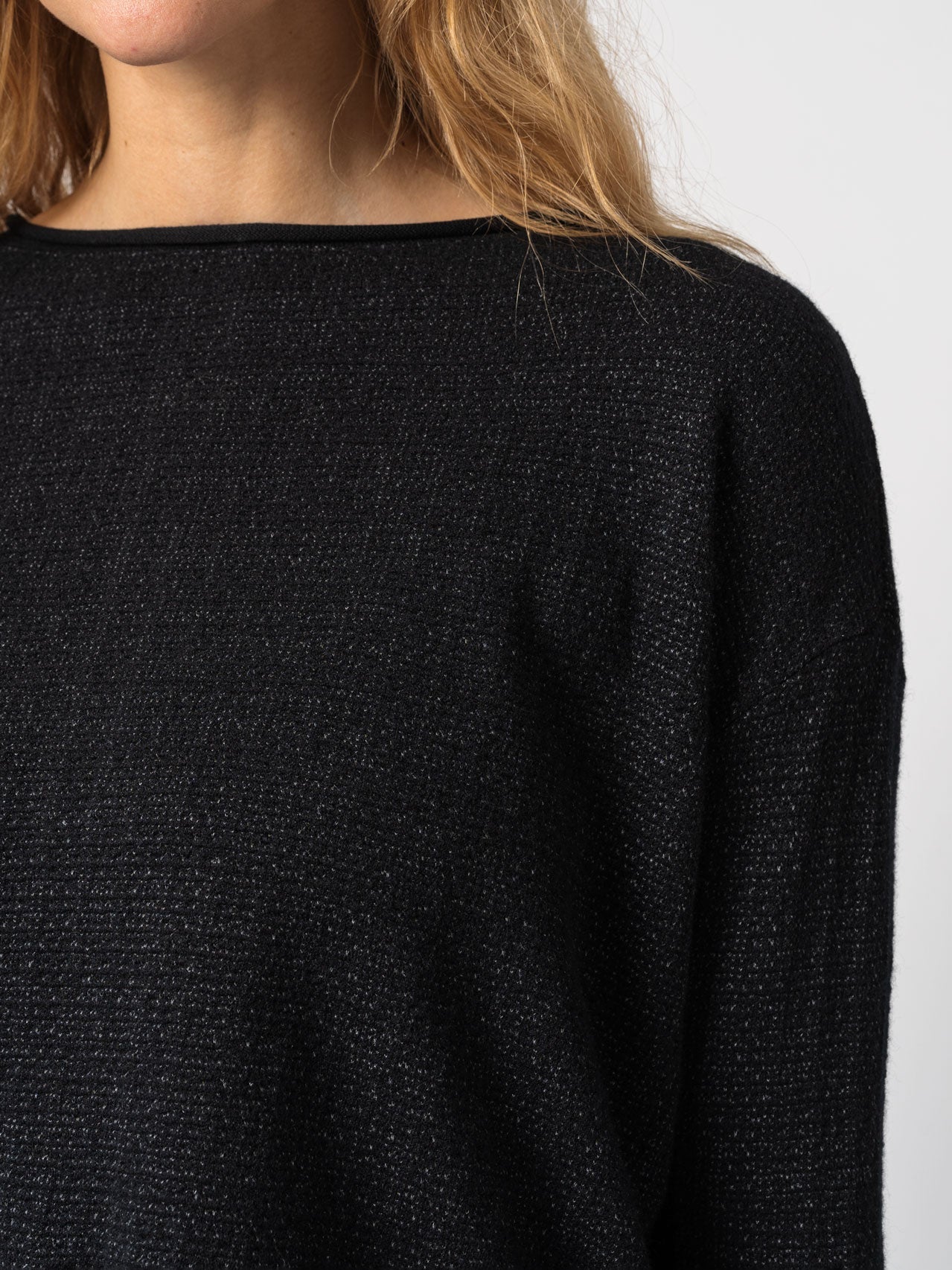 Micro-Patterned Jacquard Knit with Back Buttons