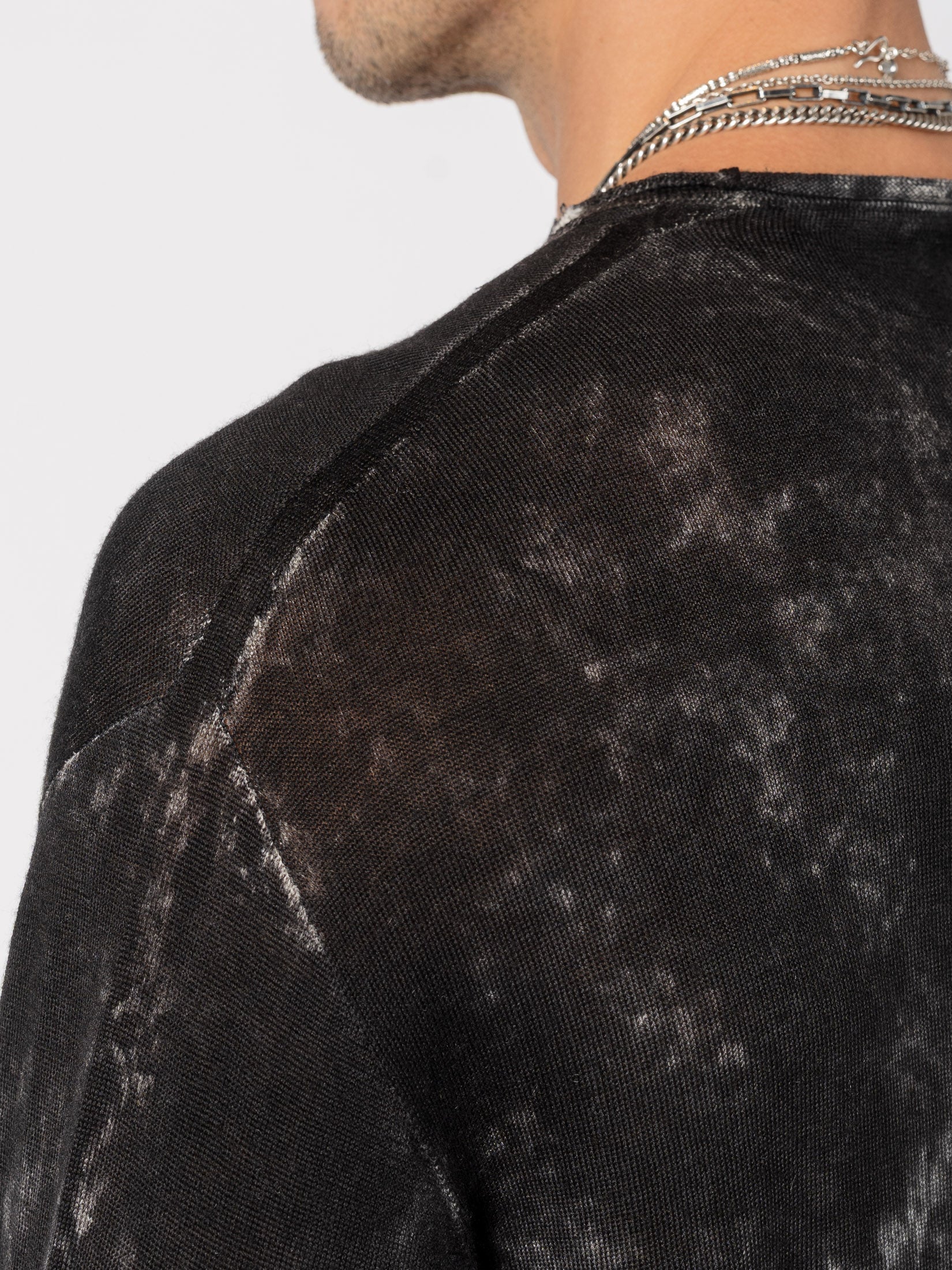 Wool Knit with Destroy Embroidery