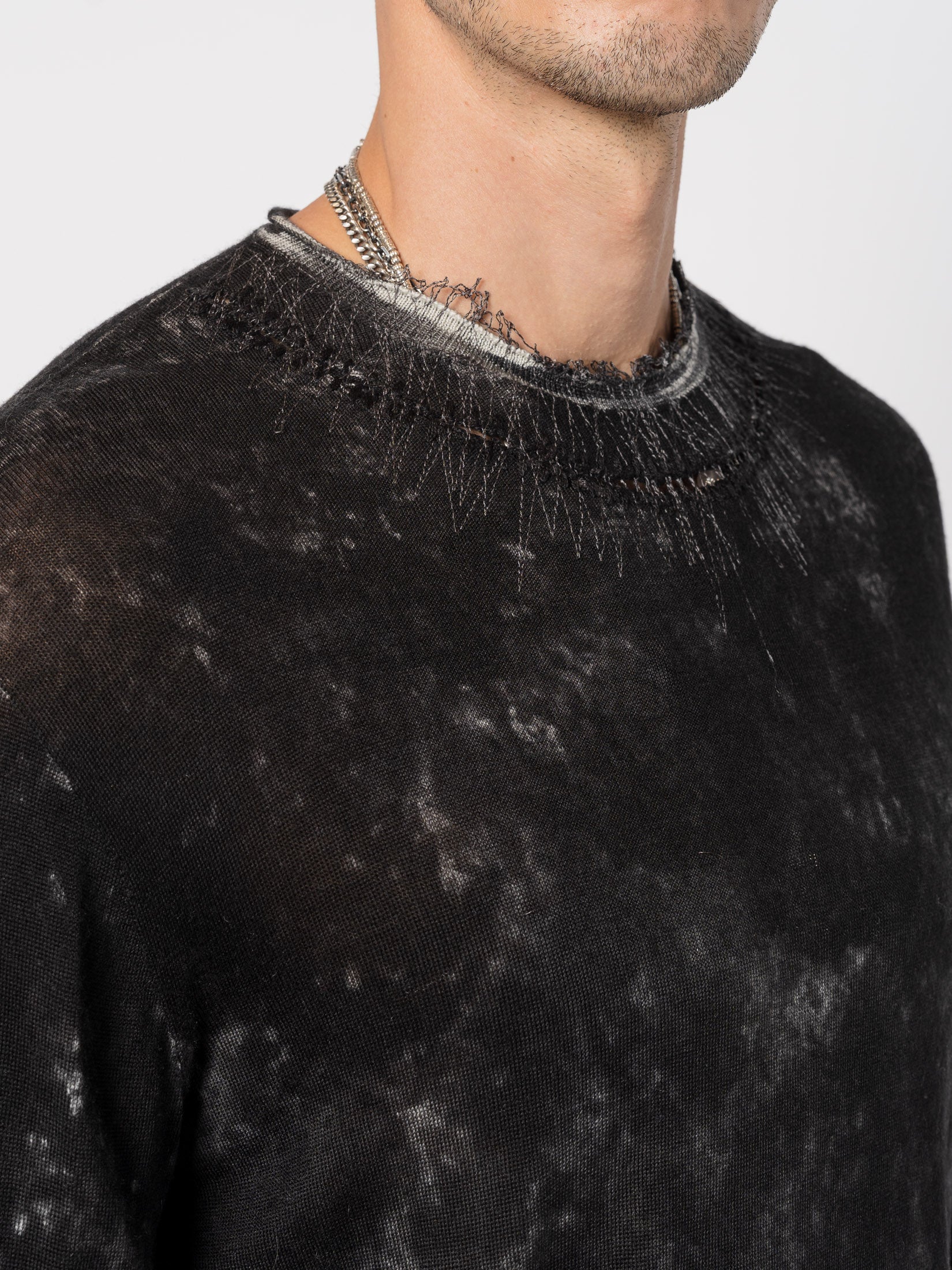 Wool Knit with Destroy Embroidery