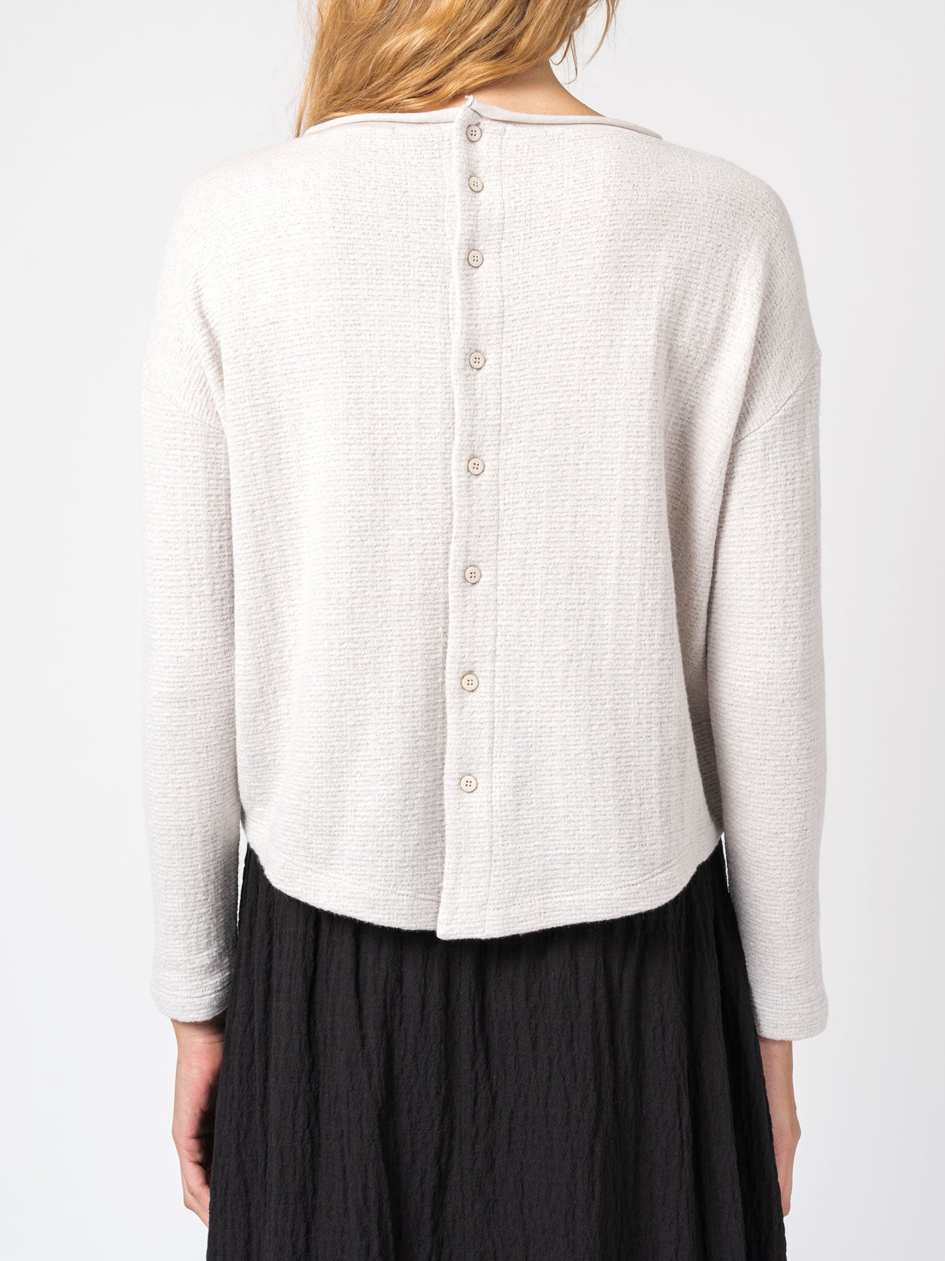 Micro-Patterned Jacquard Knit with Back Buttons