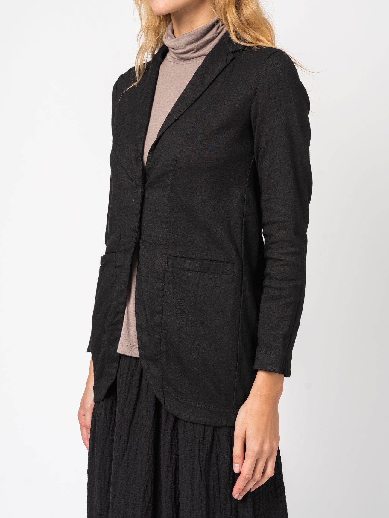 Comfort fit jacket in stretch wool and linen