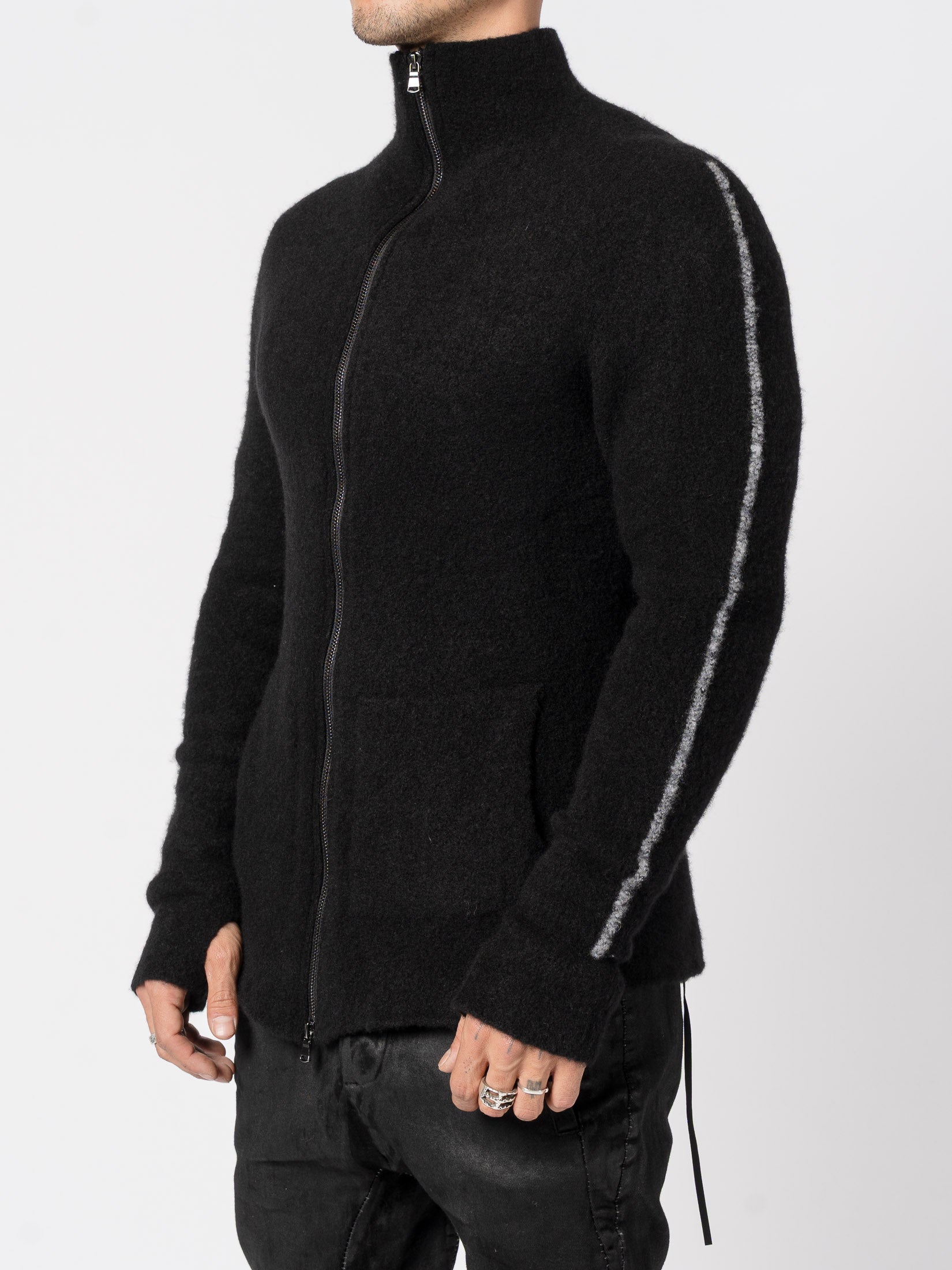 Brushed Cashmere Silk Zip Cardigan