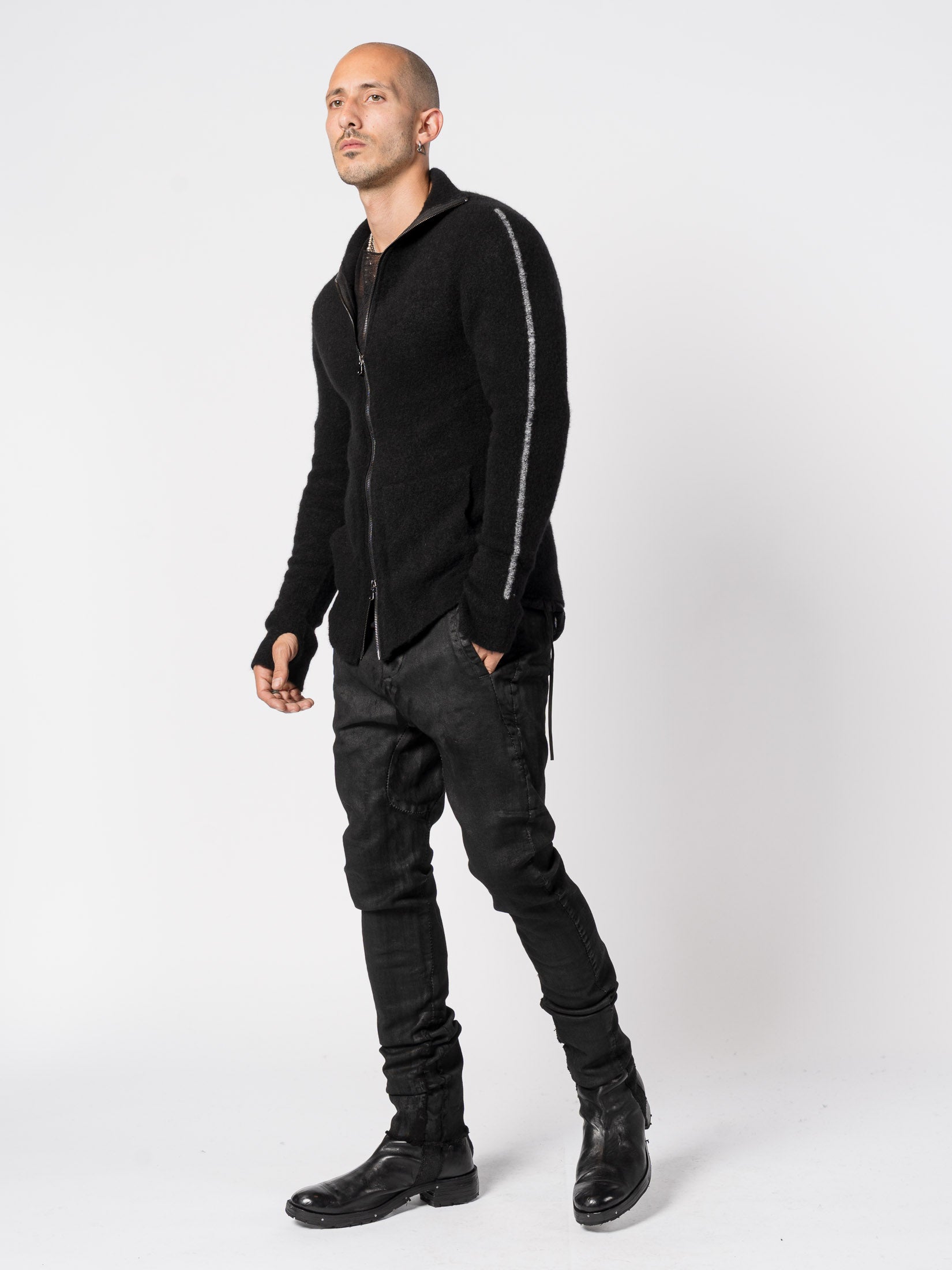 Brushed Cashmere Silk Zip Cardigan