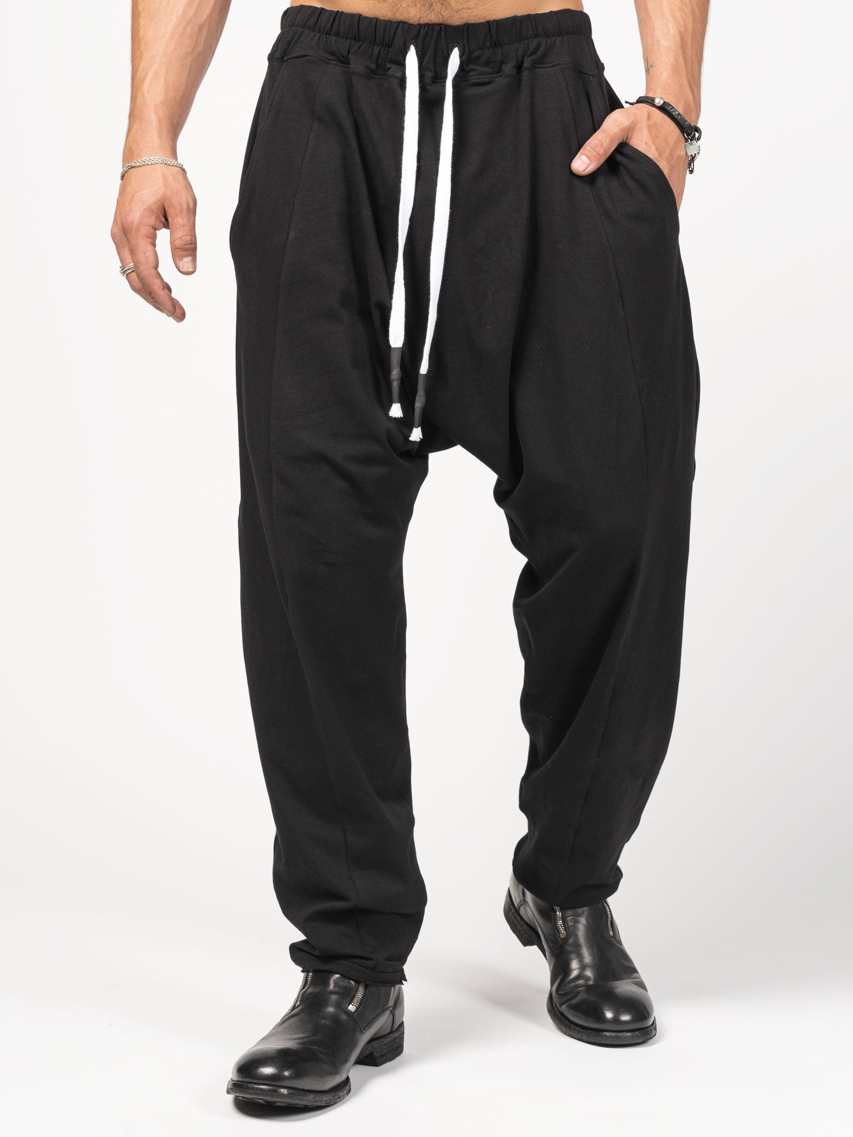 Drop-Crotch Cotton Pants