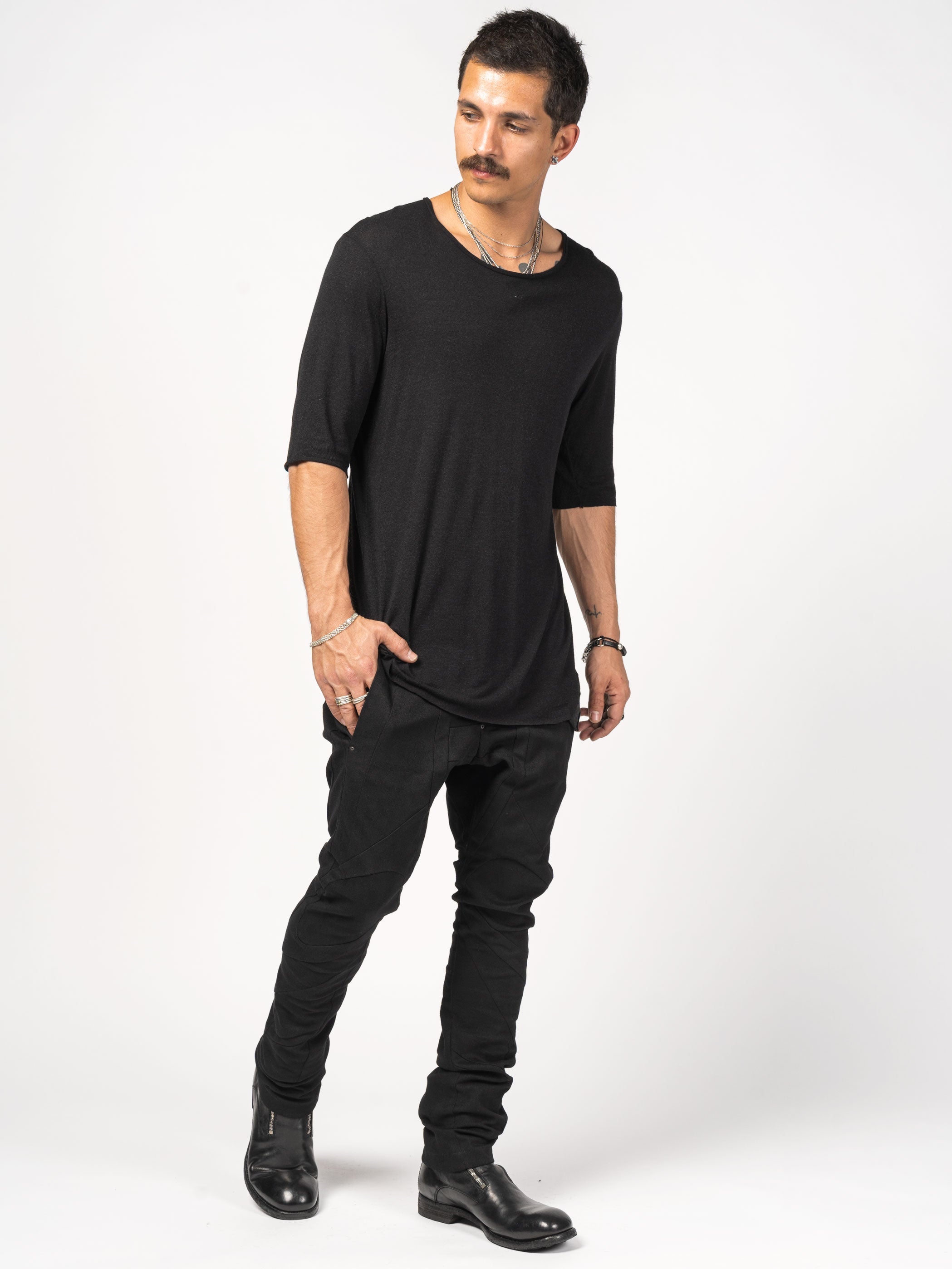 Structured Black Denim Pants