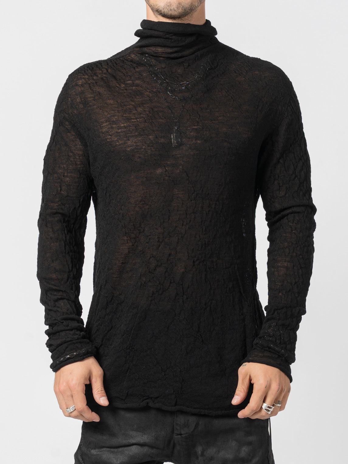 Thin Wool High Neck Knit