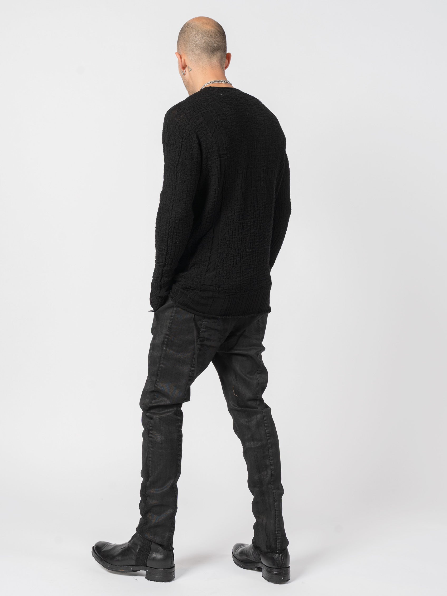 Textured Mixed-Fabric Knit