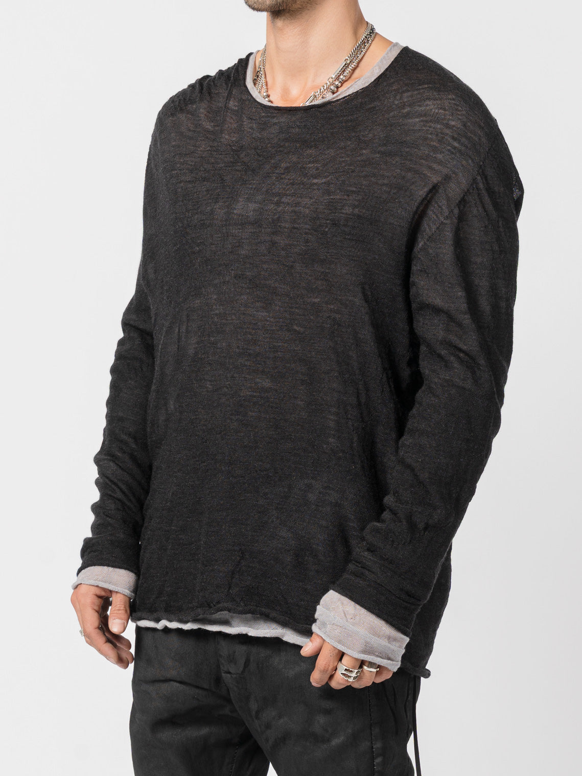 Lightweight Twist-Wool Long Sleeve Top