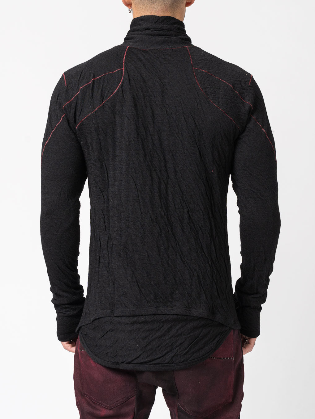 Double-Faced High-Neck Long Sleeve T-Shirt