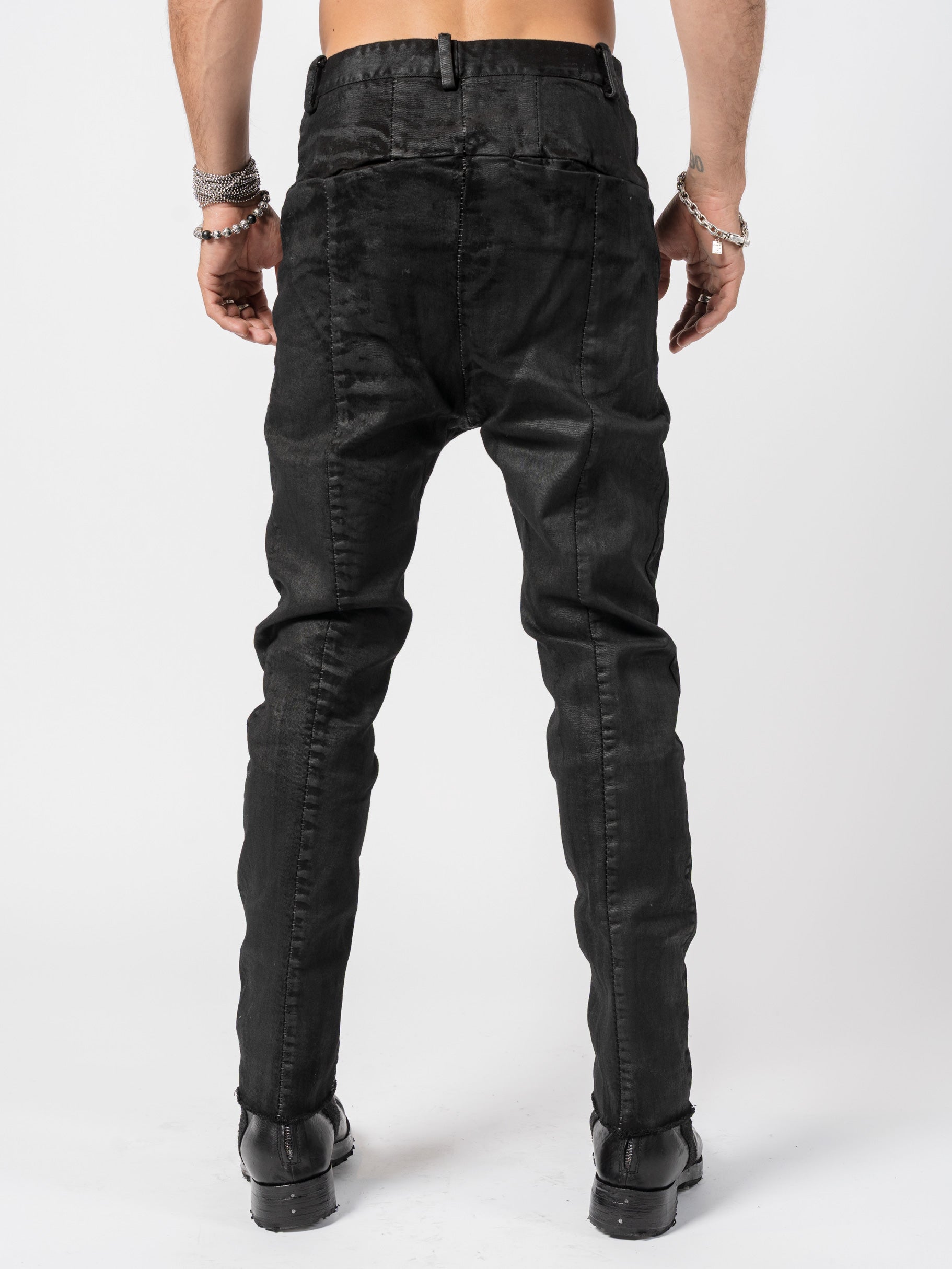 Coated Stretch Cotton Stitched Pants