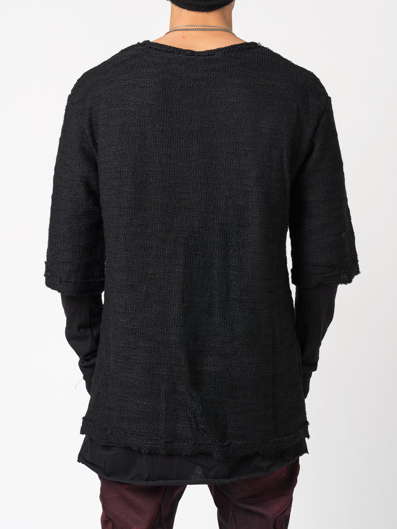 Knit x Cotton Jersey Layered T-Shirt