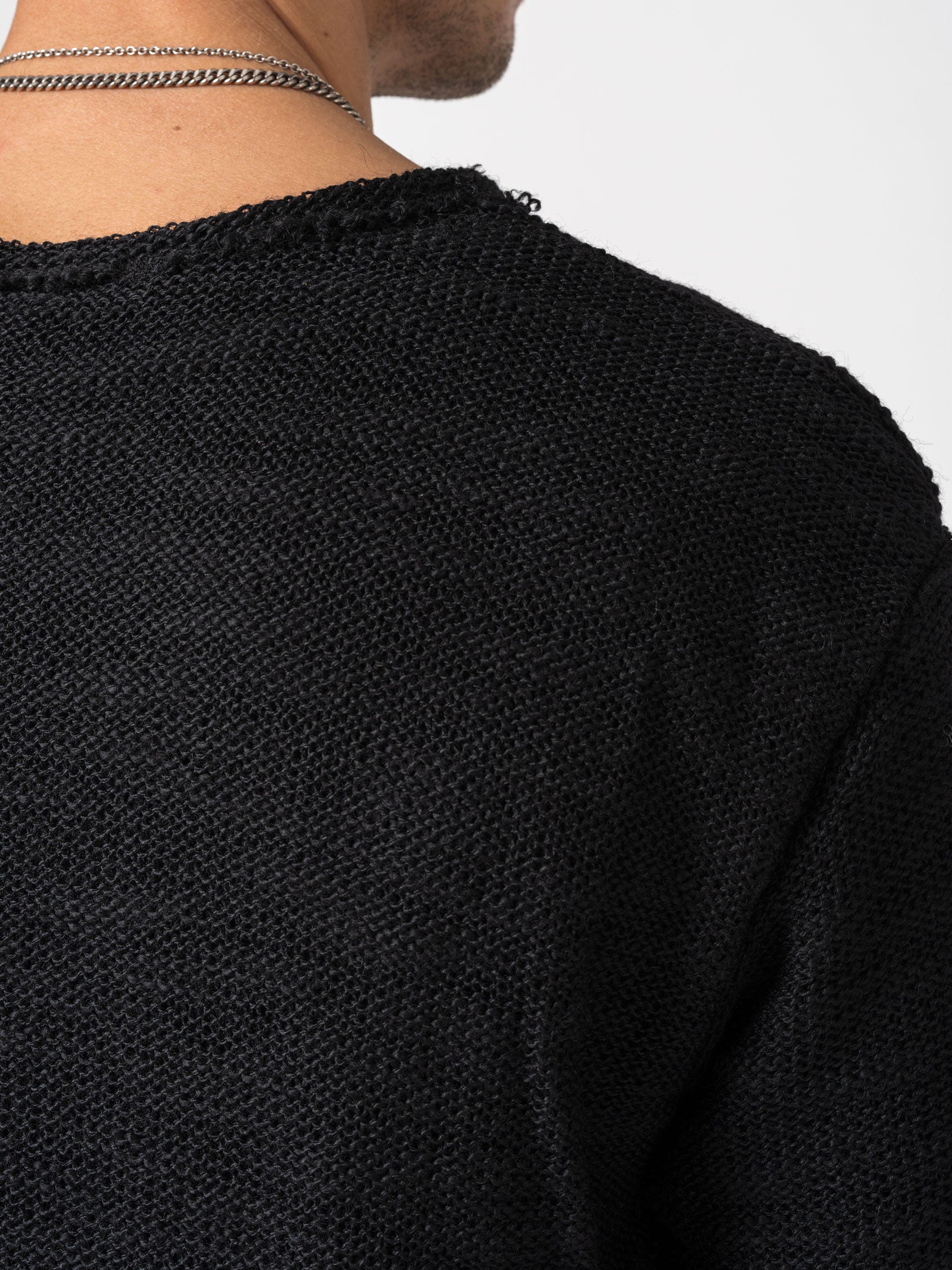 Knit x Cotton Jersey Layered T-Shirt