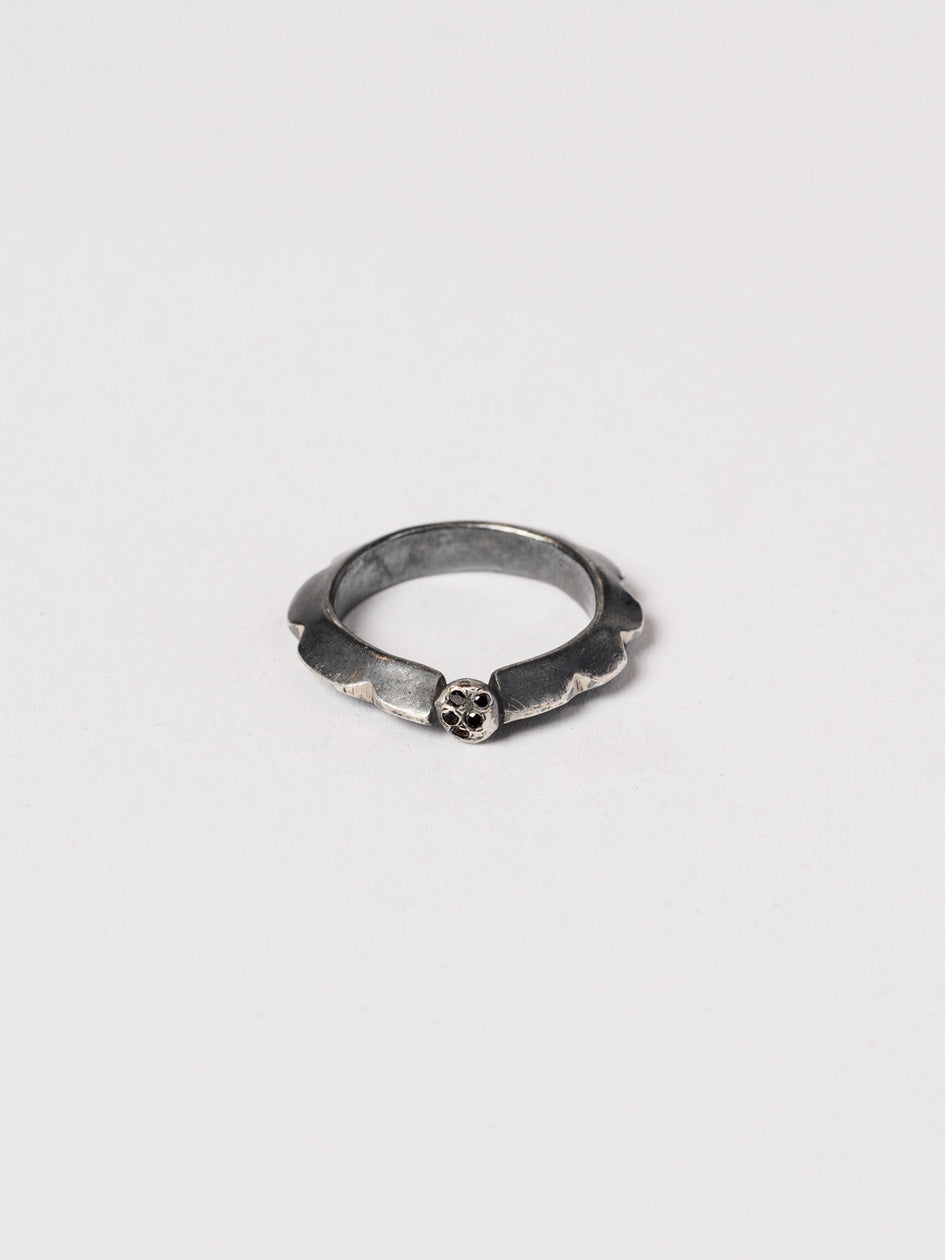 Silver Ring with Black Diamonds