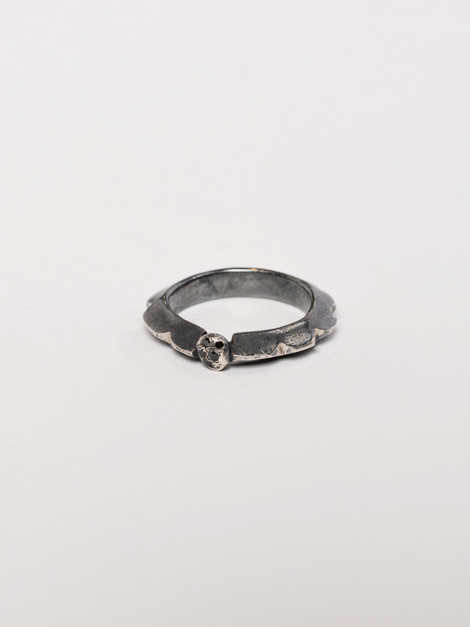 Silver Ring with Black Diamonds