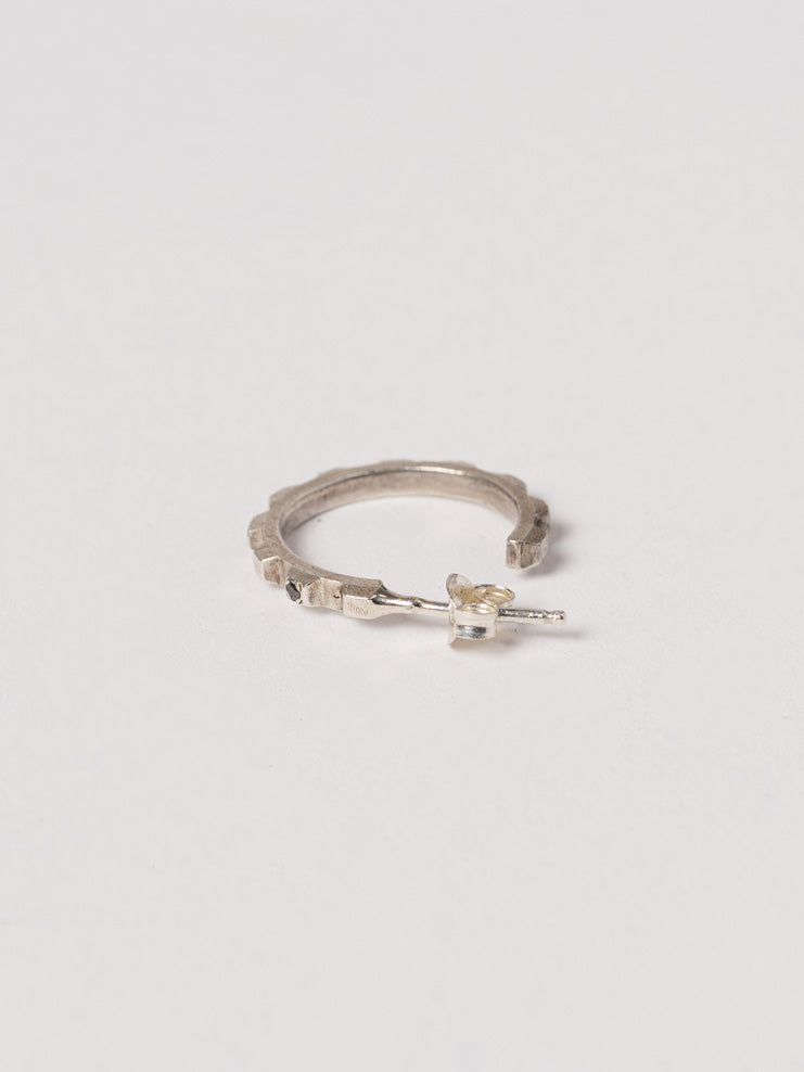 Silver Hoop Earrings with Diamonds