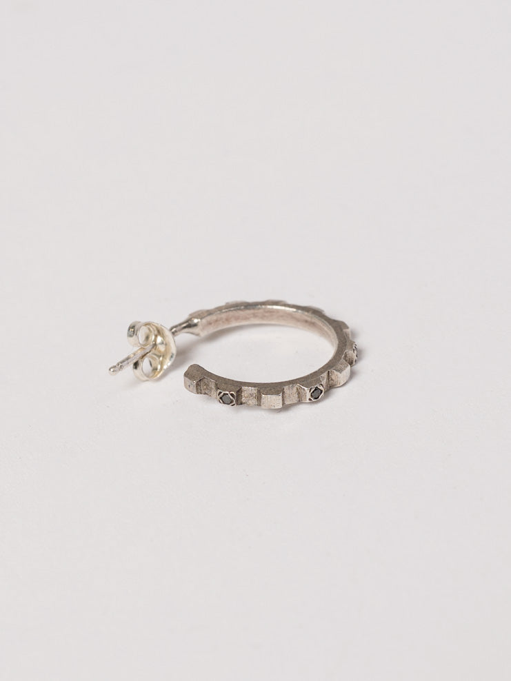 Silver Hoop Earrings with Diamonds