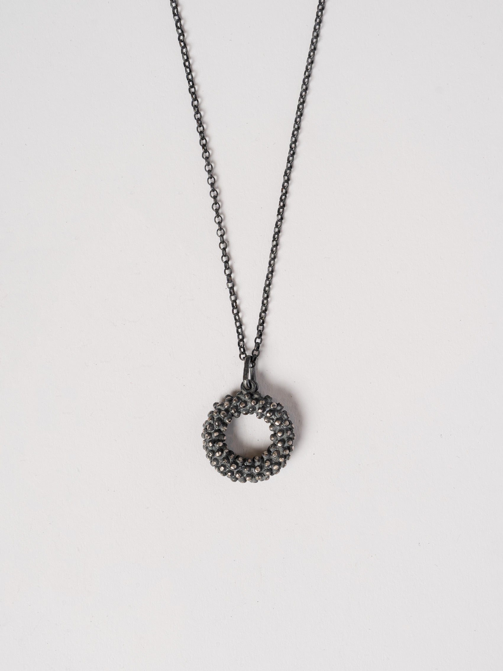 Textured Silver Pendant Necklace