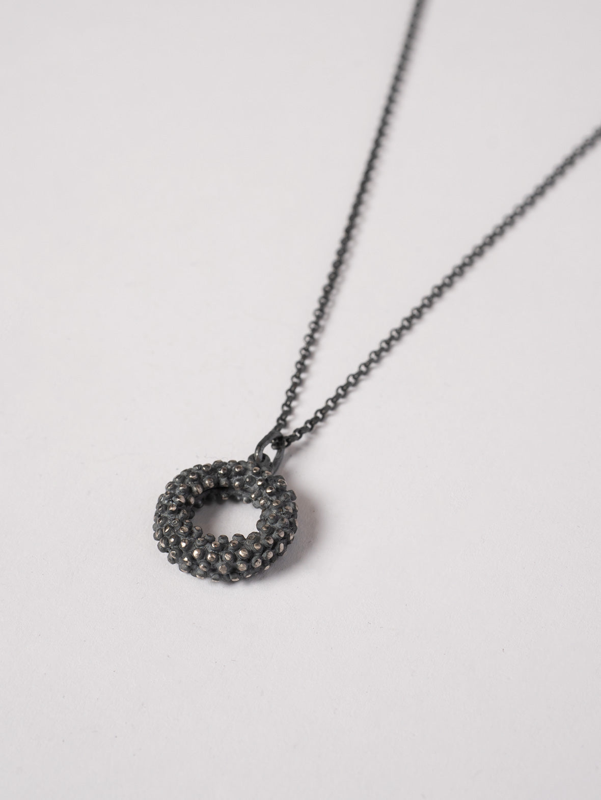 Textured Silver Pendant Necklace