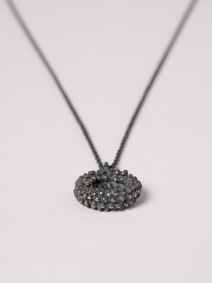Textured Silver Pendant Necklace