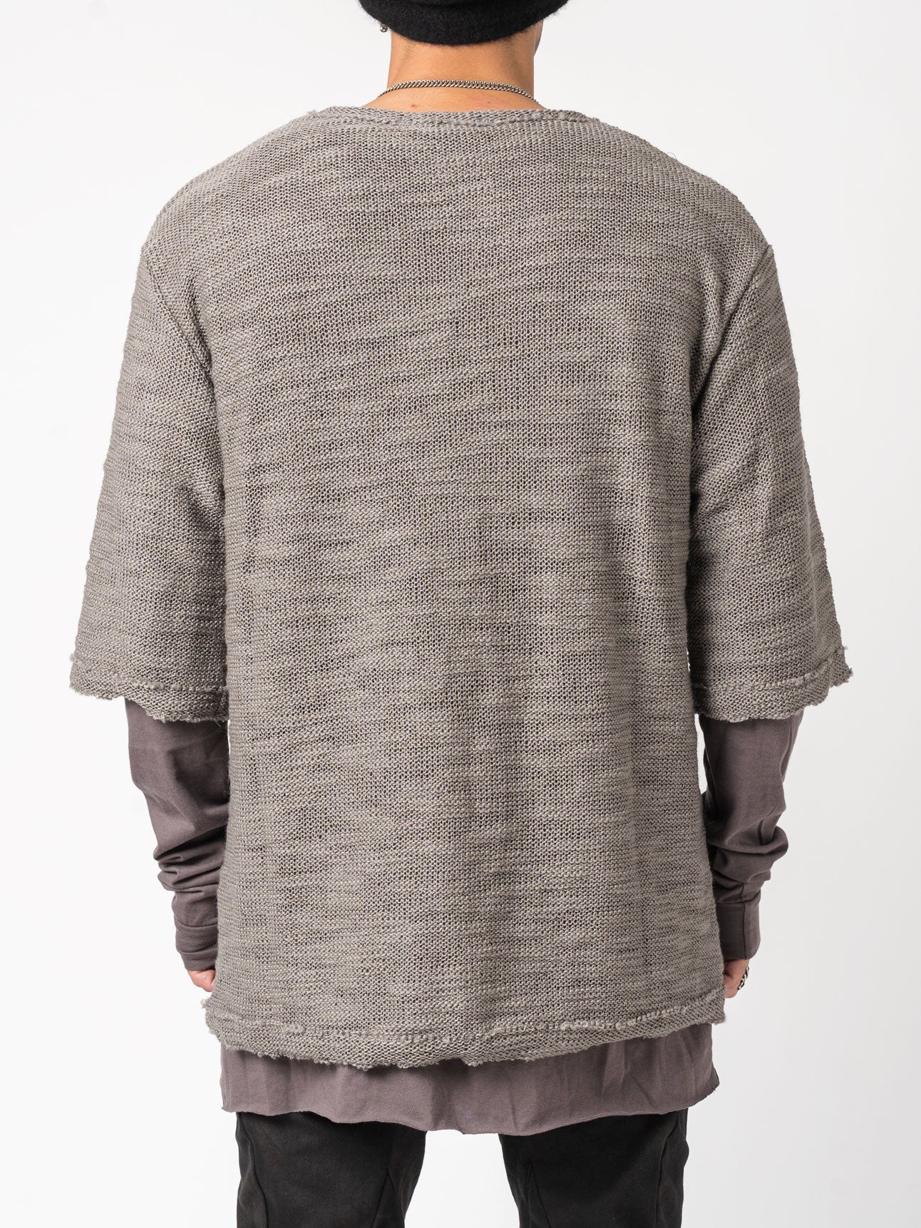 Knit x Cotton Jersey Layered T-Shirt