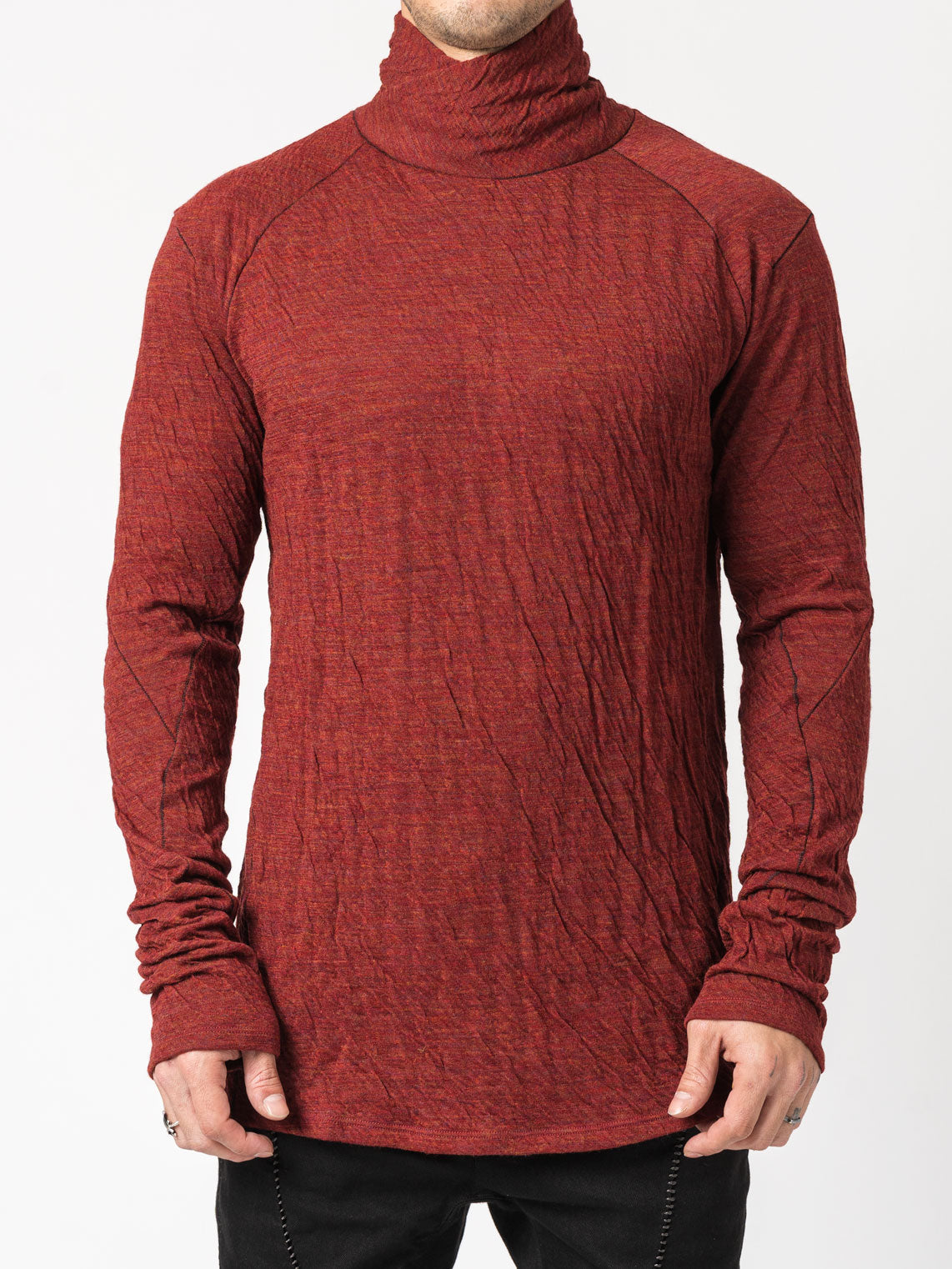 Double-Faced High-Neck Long Sleeve T-Shirt