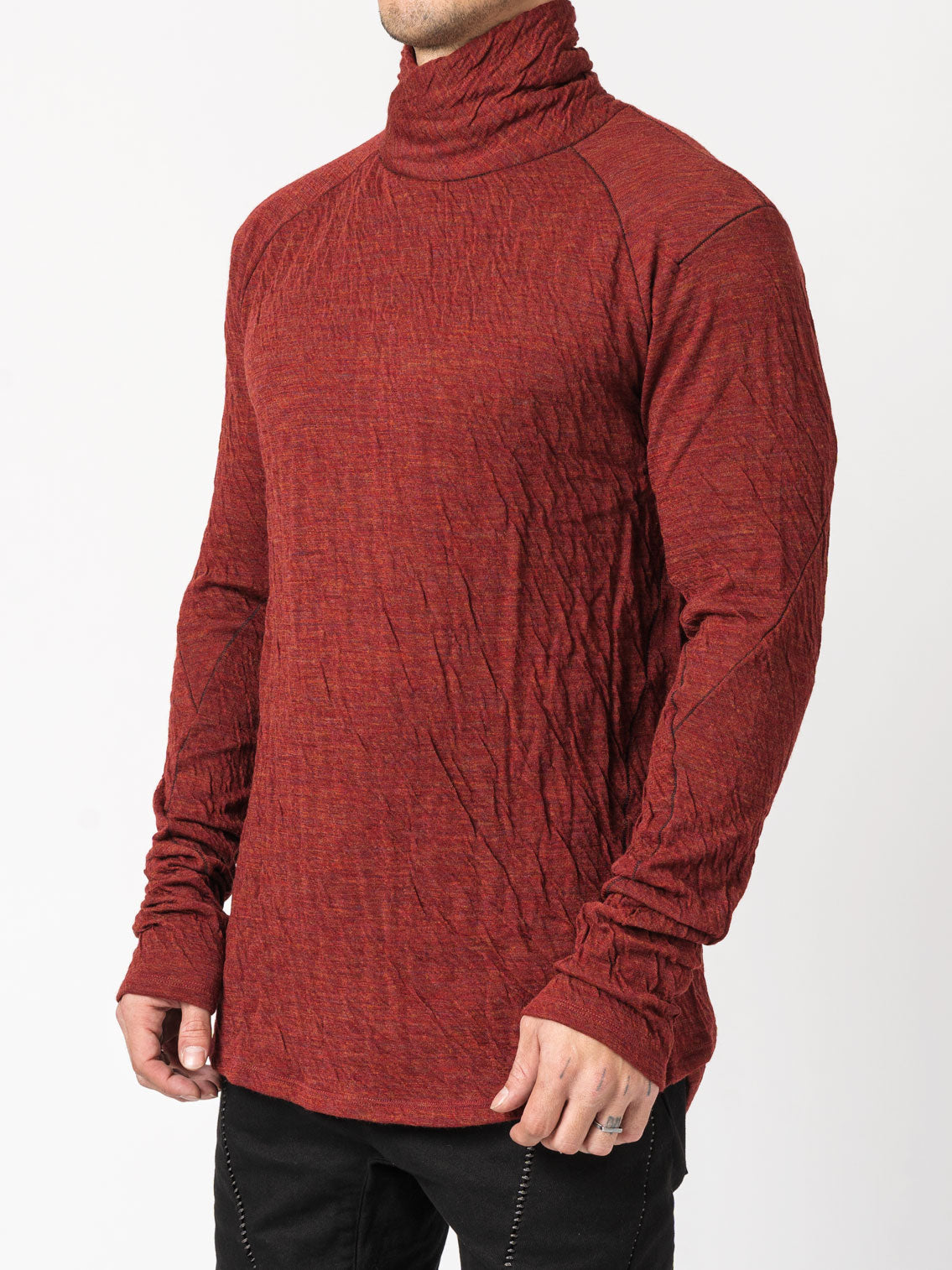 Double-Faced High-Neck Long Sleeve T-Shirt