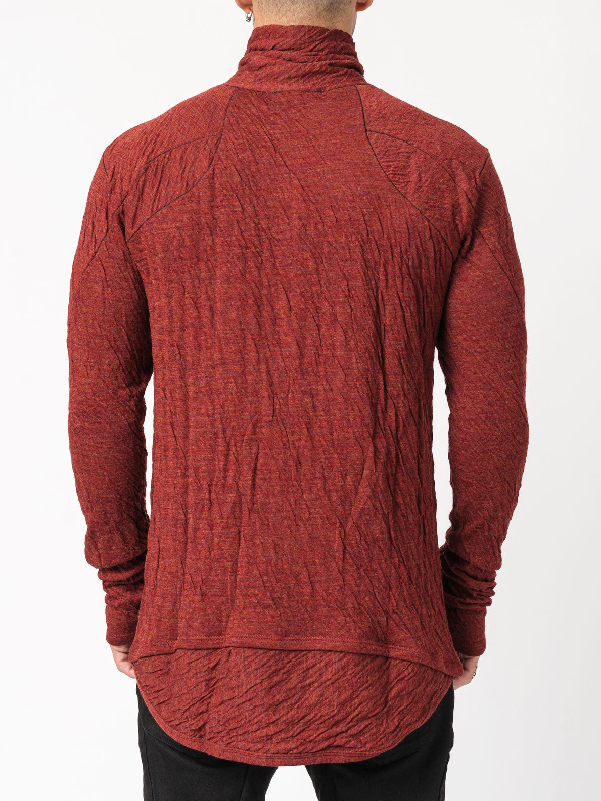 Double-Faced High-Neck Long Sleeve T-Shirt