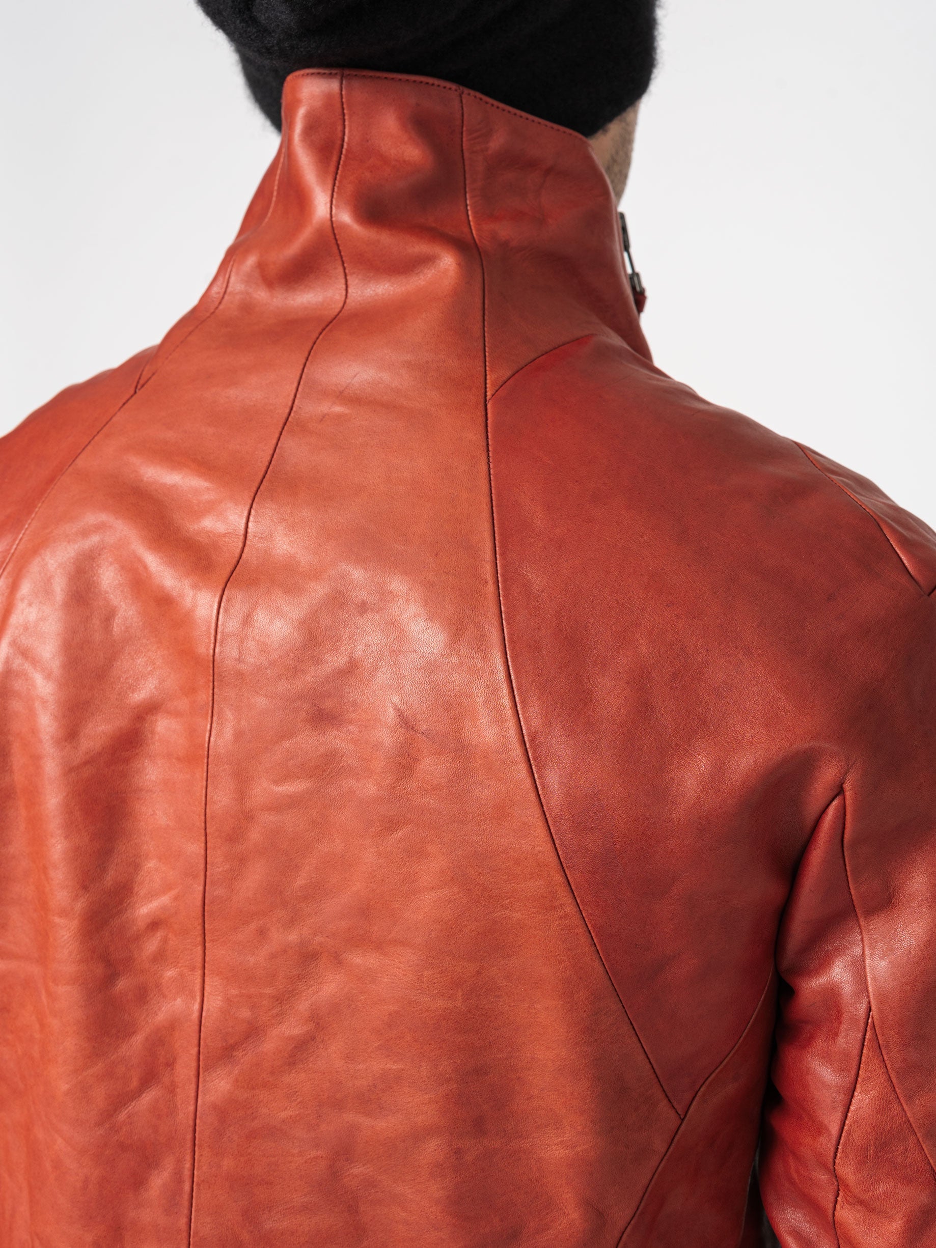 Leather Dual-Zip High-Neck Jacket