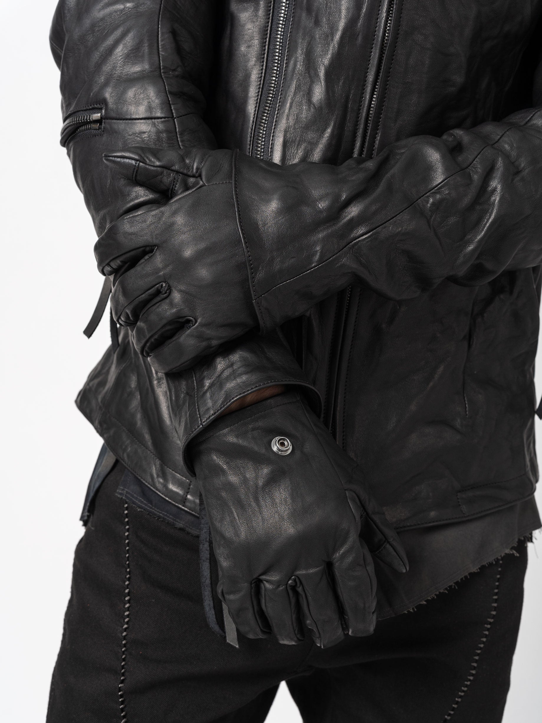 Leather Dual-Zip High-Neck Jacket