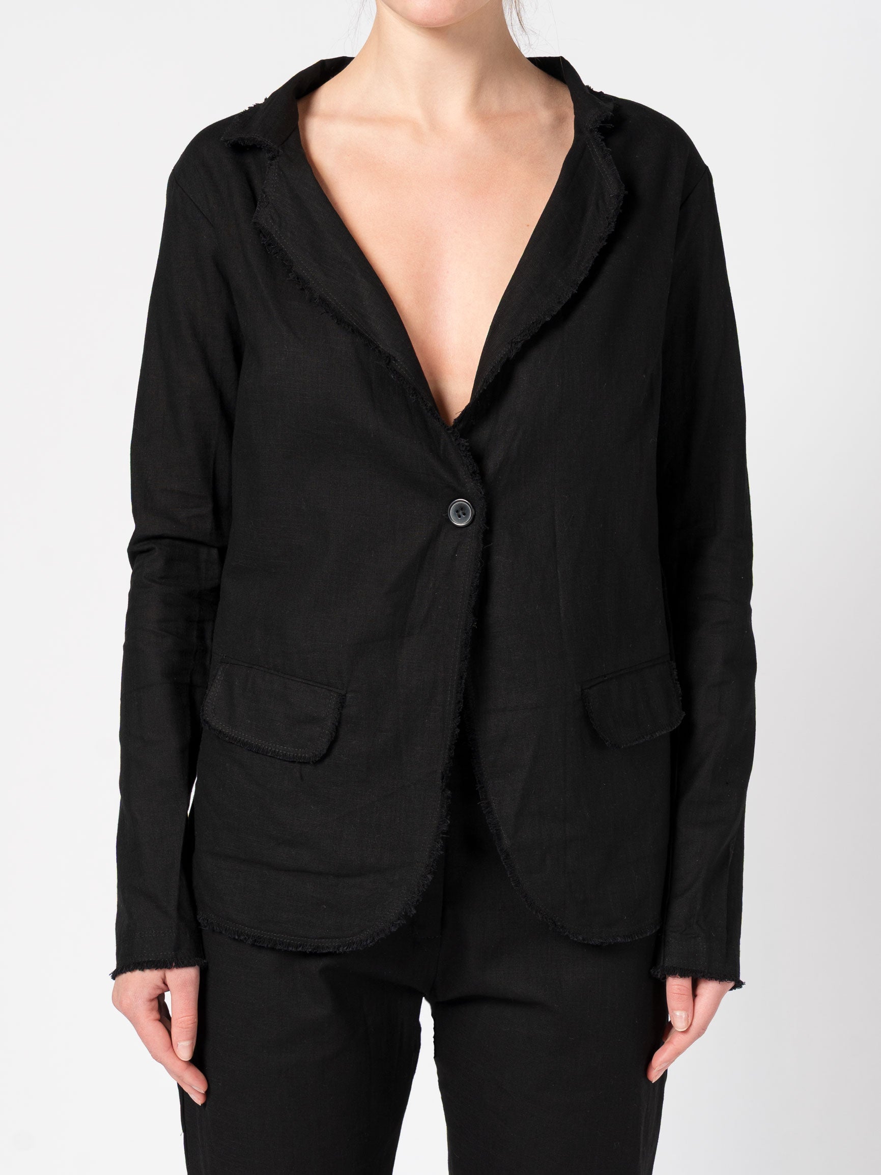 Frayed Linen Blazer
