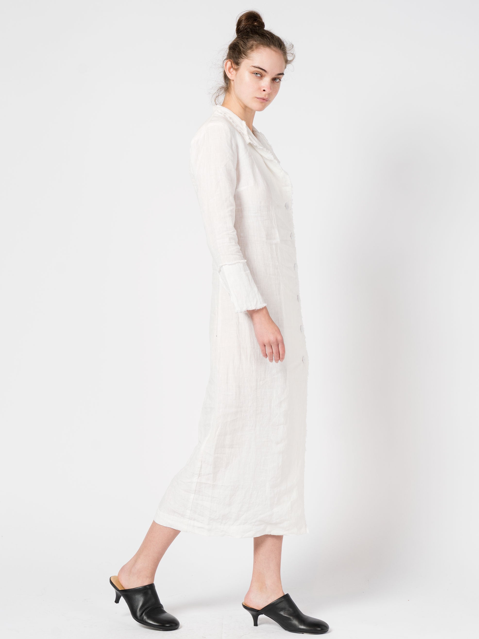 Linen Button-Down Long Dress