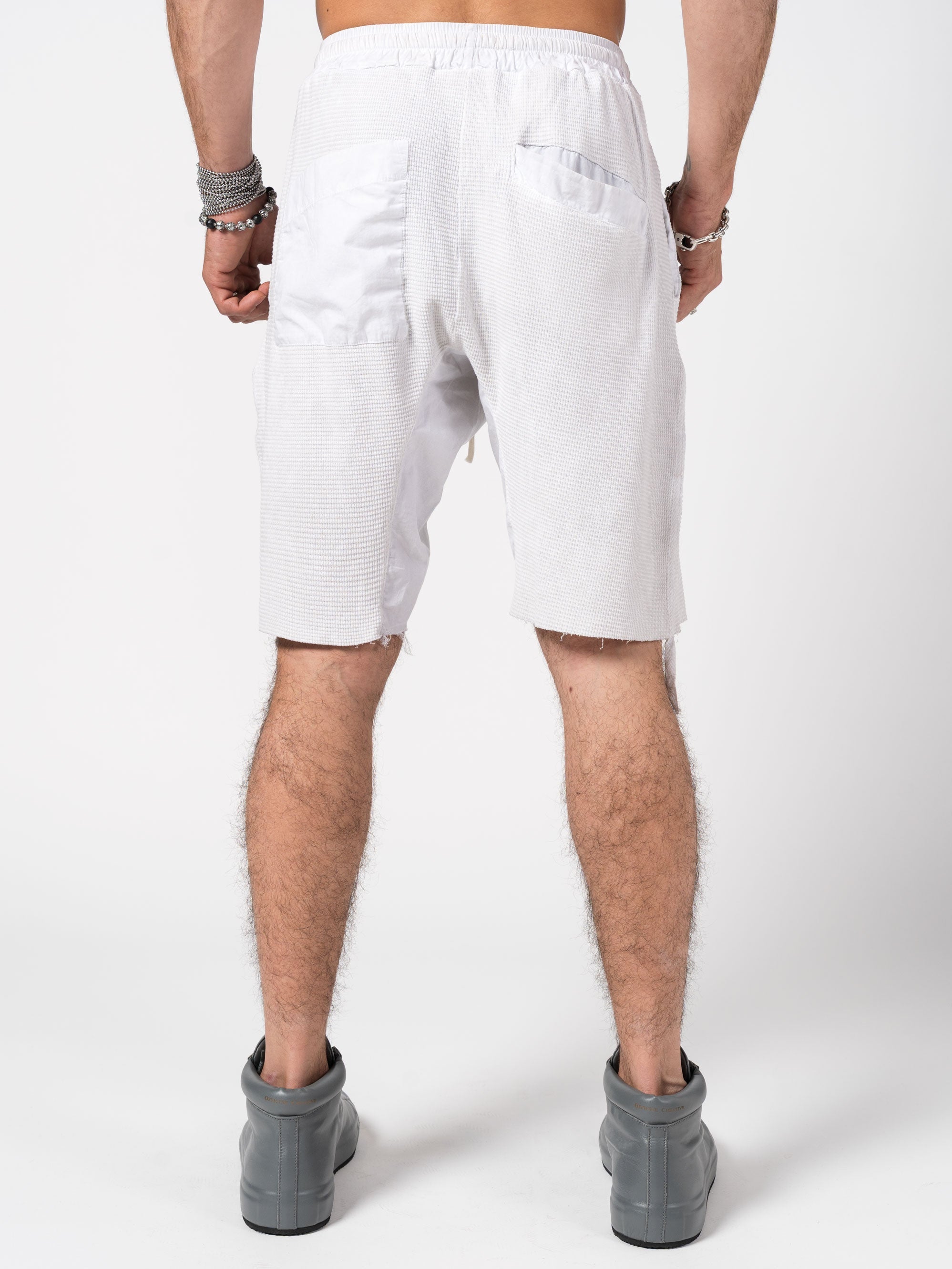 Textured Drop-Crotch Shorts