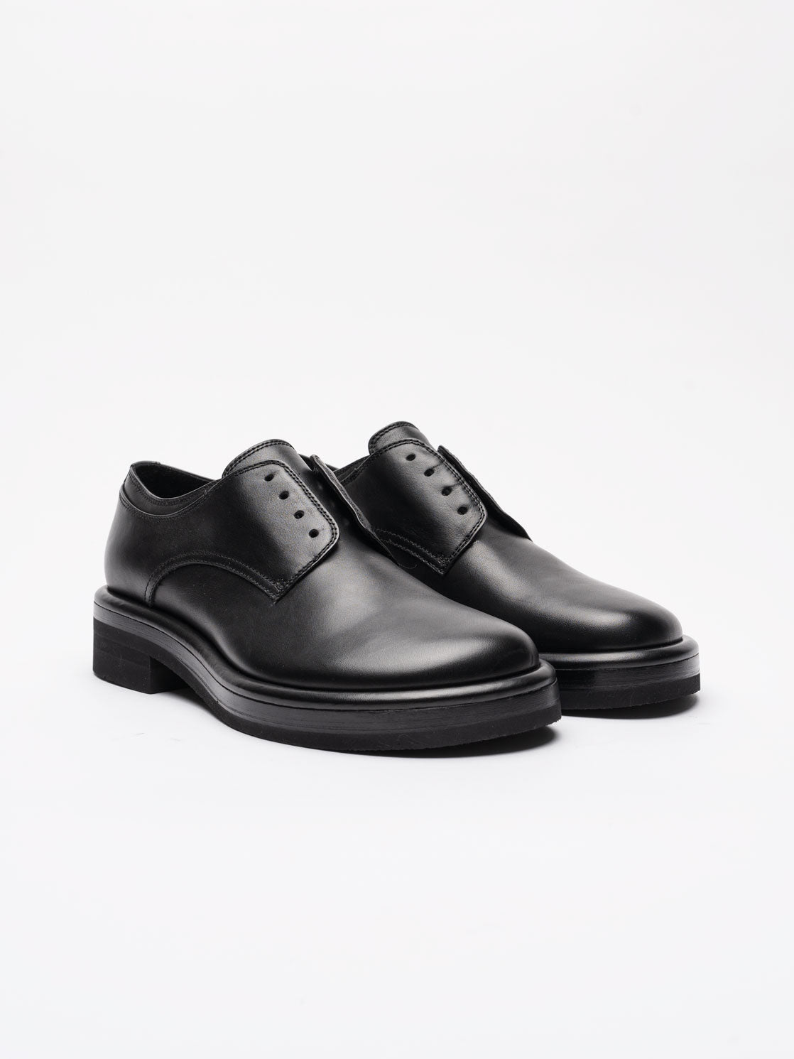 Black Leather Derby Shoes