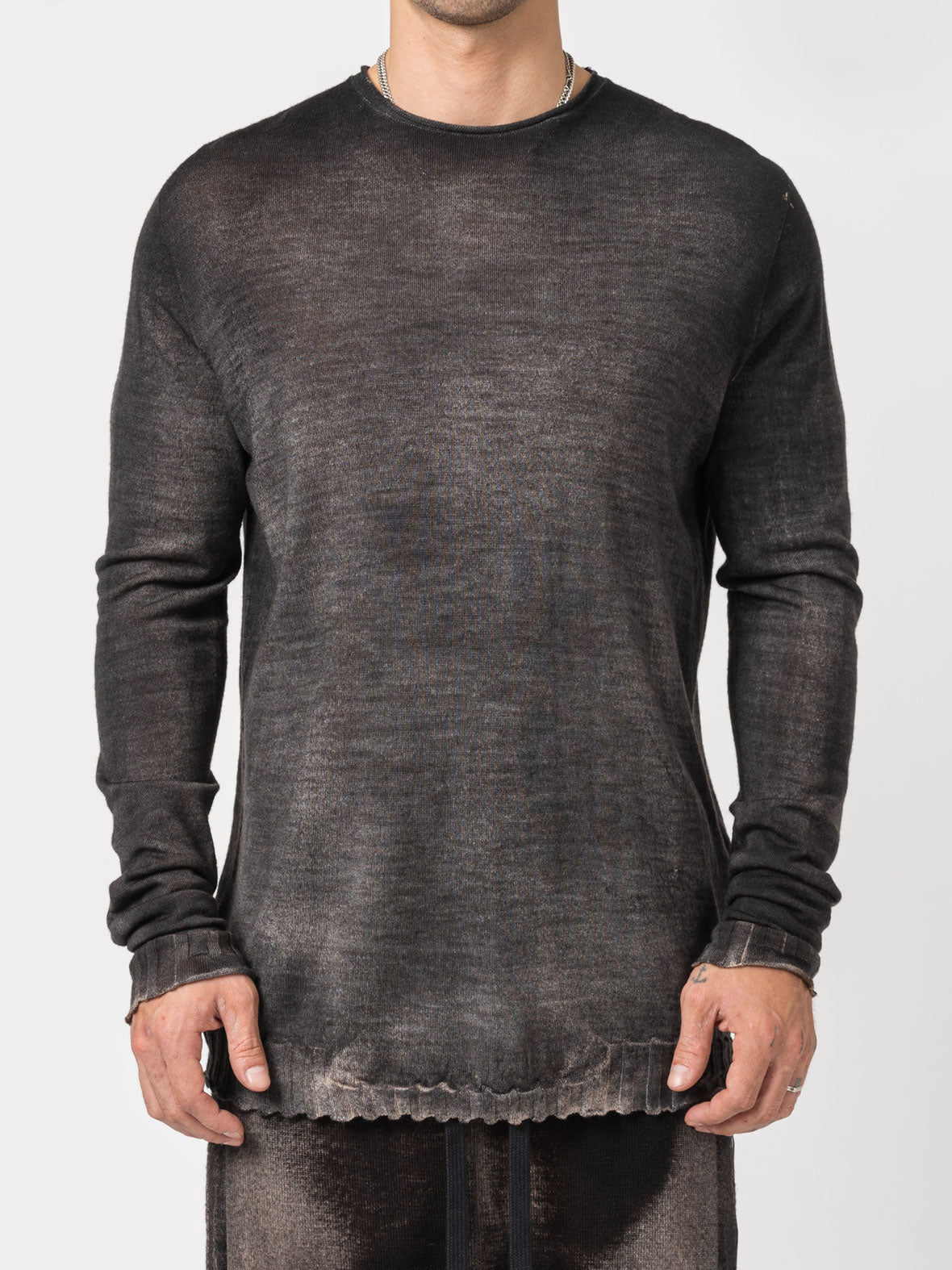 Thin Wool Sweater with Sprayed Earth