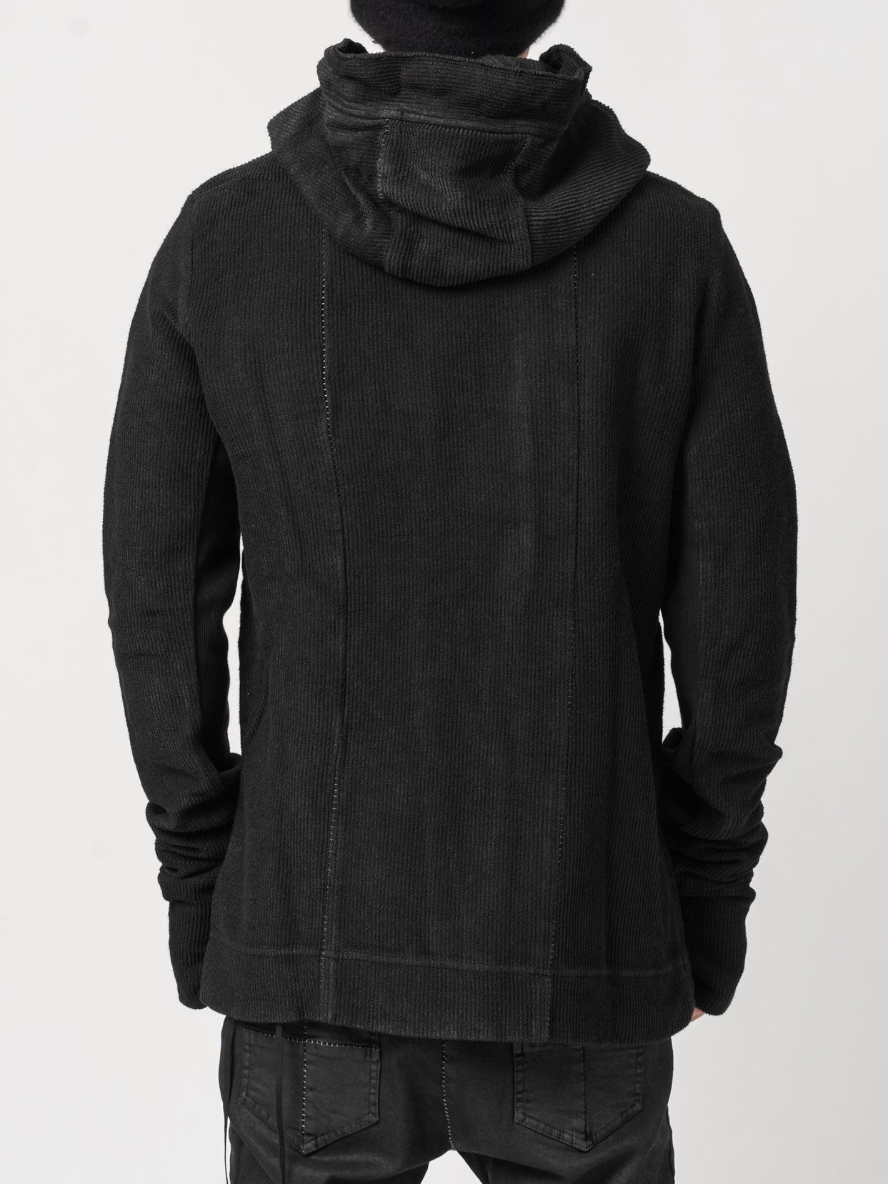 Cotton Zip-Up Hoodie with Leather Effect