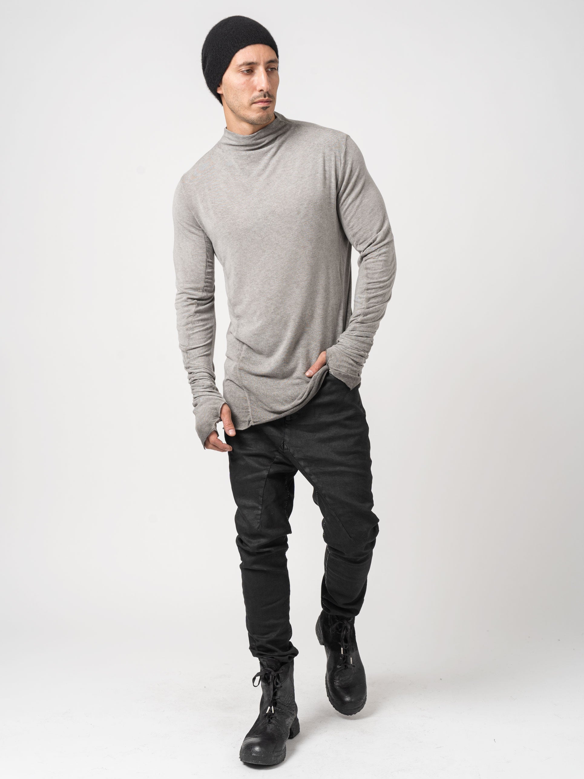 High-Neck Modal-Cashmere Blend T-Shirt