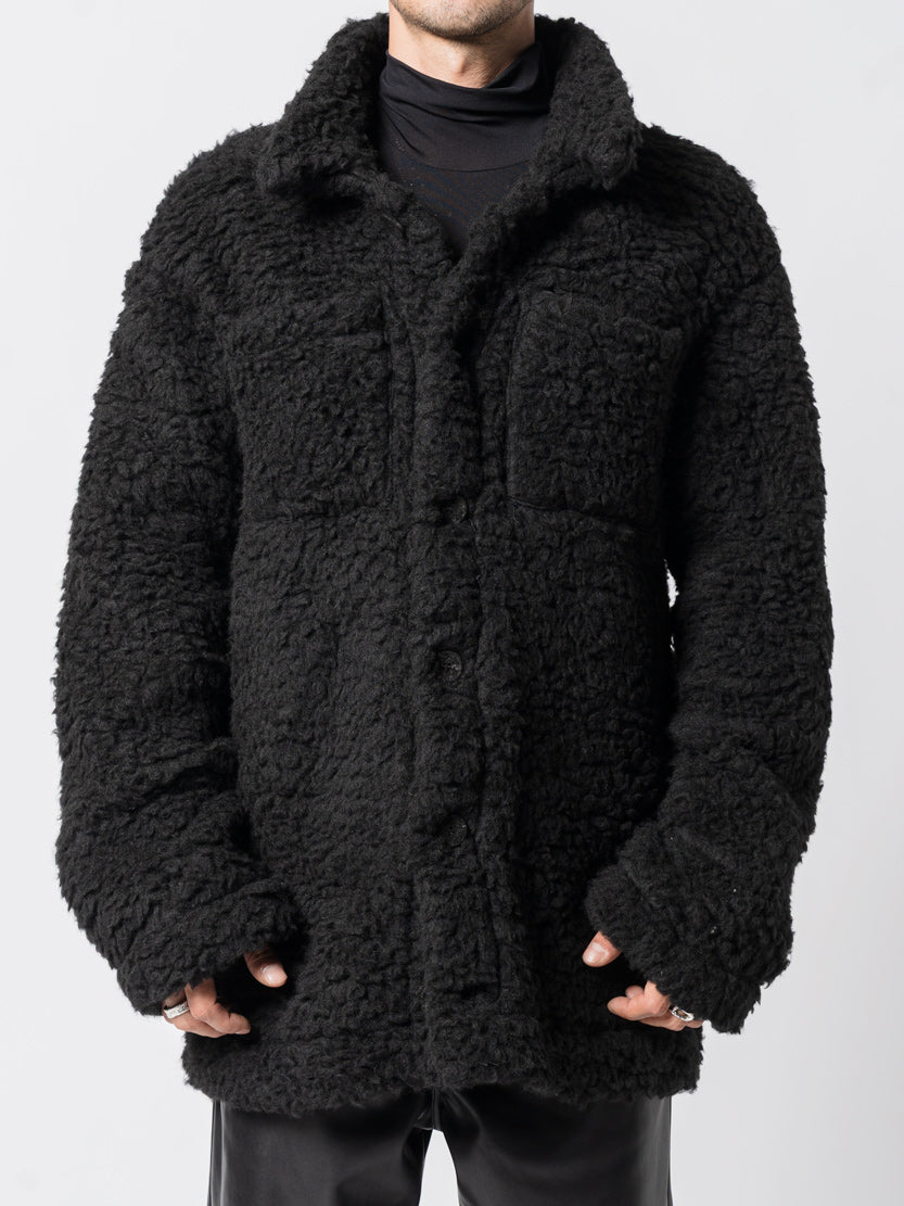 Wool Blend Textured Coat