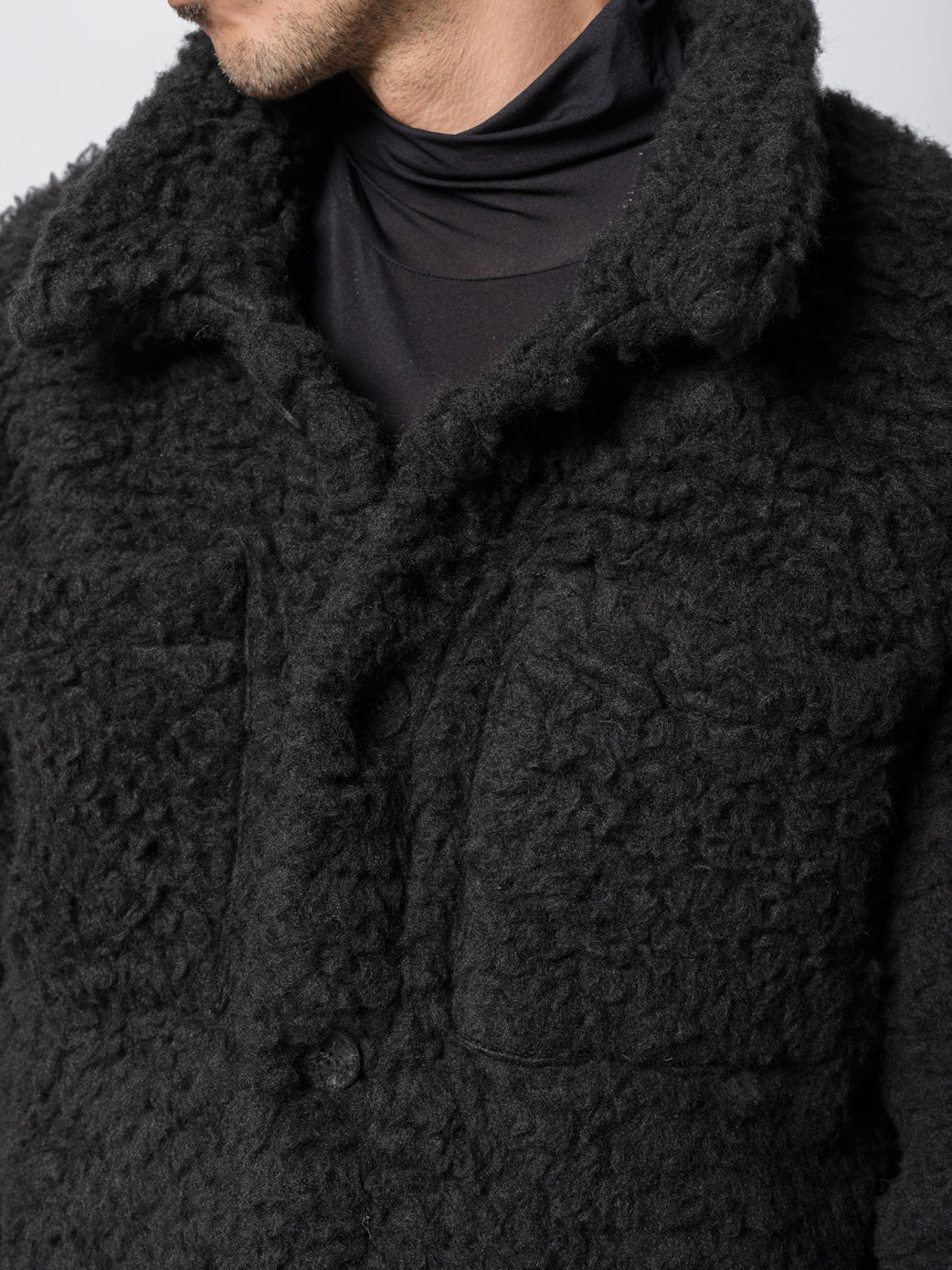 Wool Blend Textured Coat