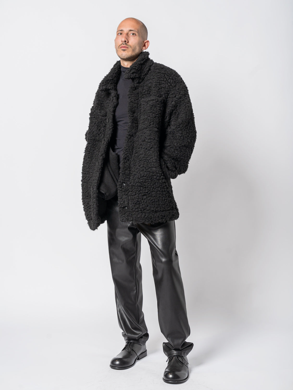 Wool Blend Textured Coat