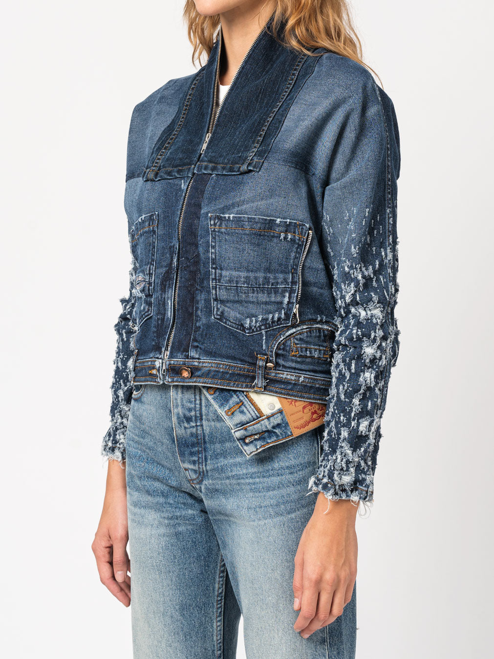 Washed Patchwork Denim Jacket