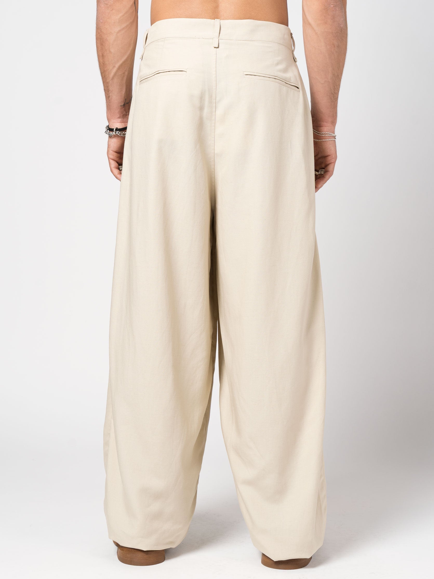 Wide-Leg Pleated Trousers