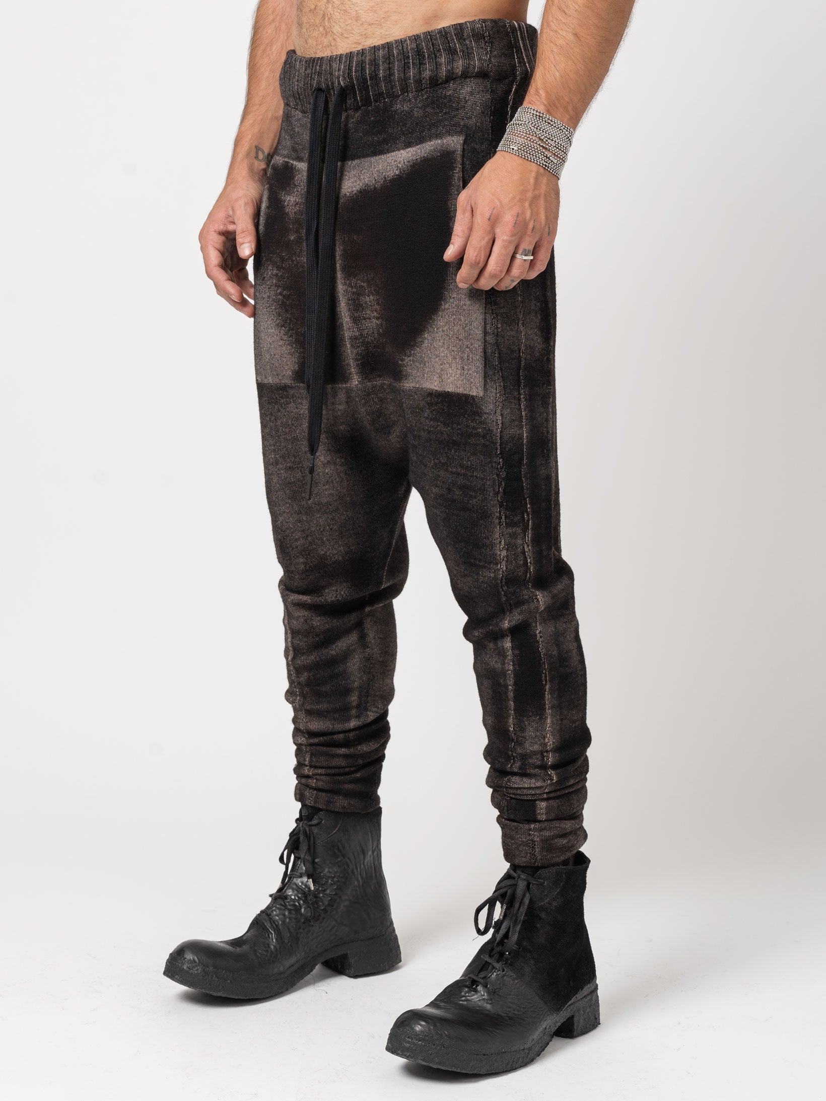 Slim Wool Pants with Spray Effect