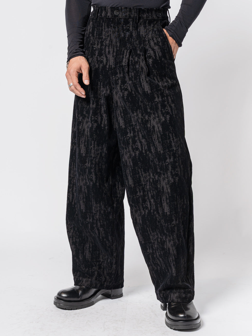 Textured Wide-Leg Trousers